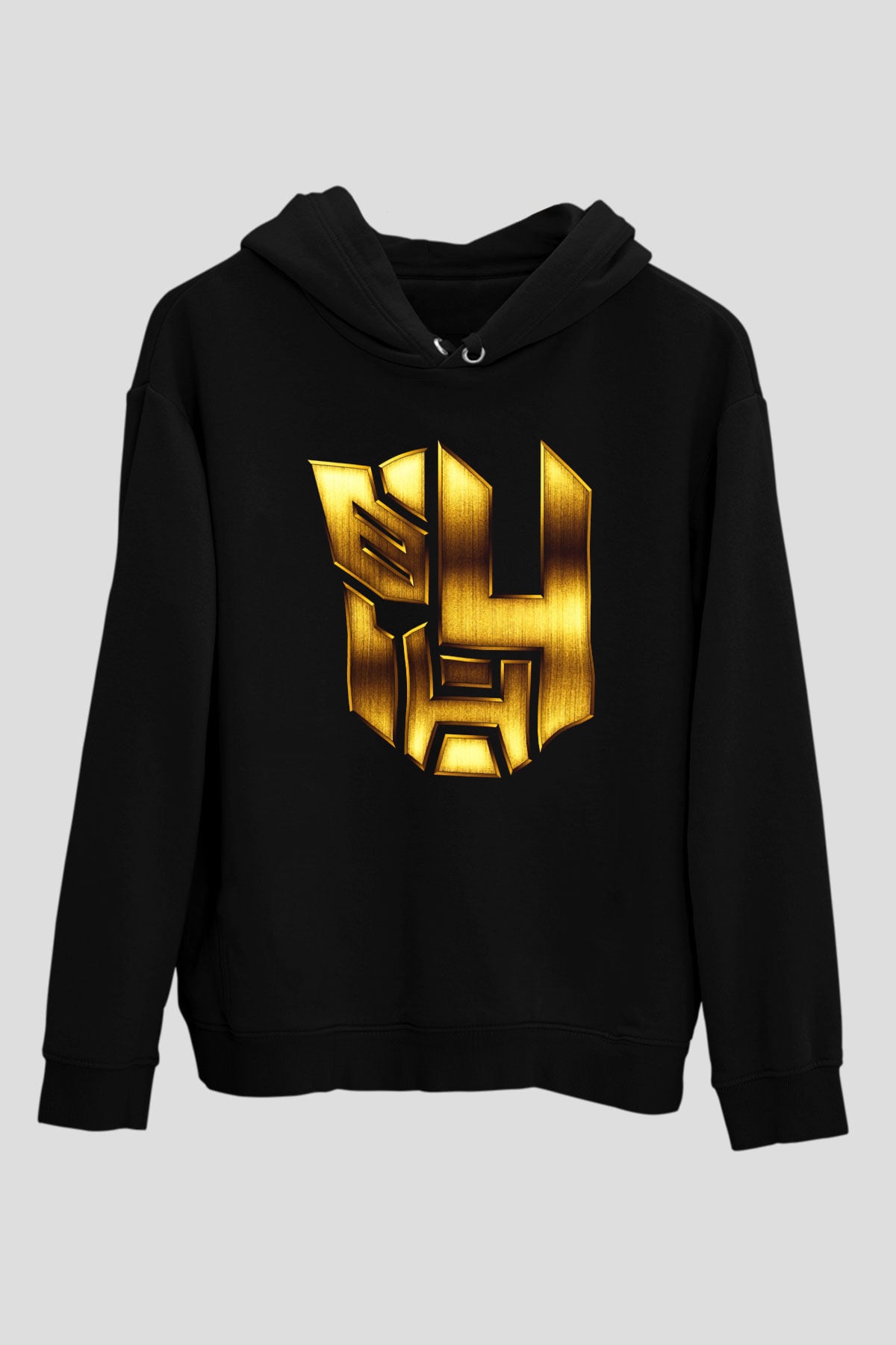 Unisex Transformers 4 Baskılı Siyah Kapüşonlu Sweatshirt