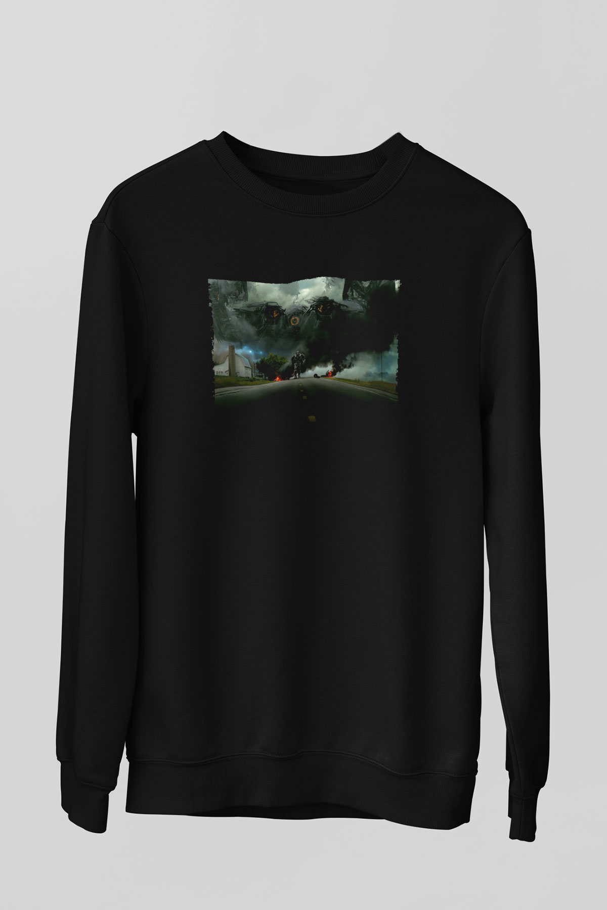 Unisex Transformers 4 Baskılı Siyah Sweatshirt