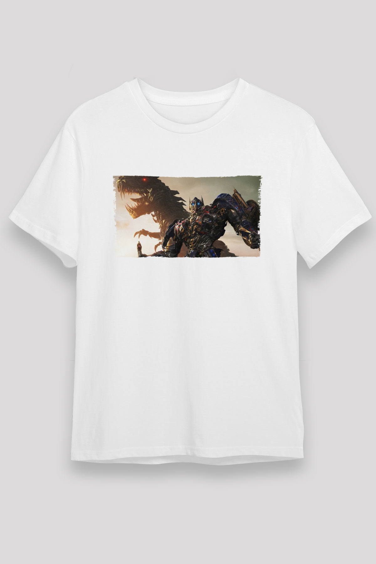 Unisex Transformers Baskılı Beyaz Tişört