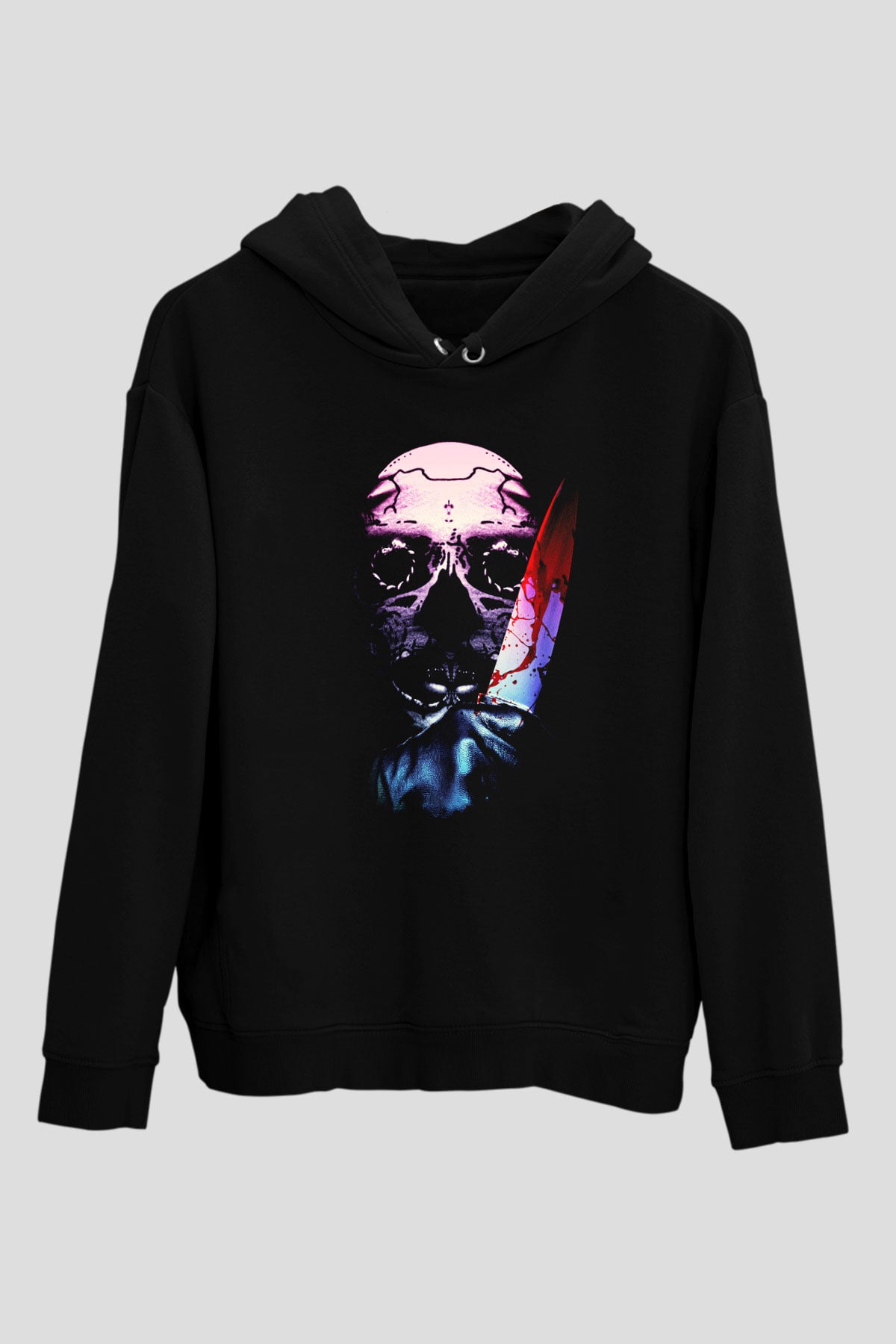 Unisex Trespassers Baskılı Siyah Kapüşonlu Sweatshirt
