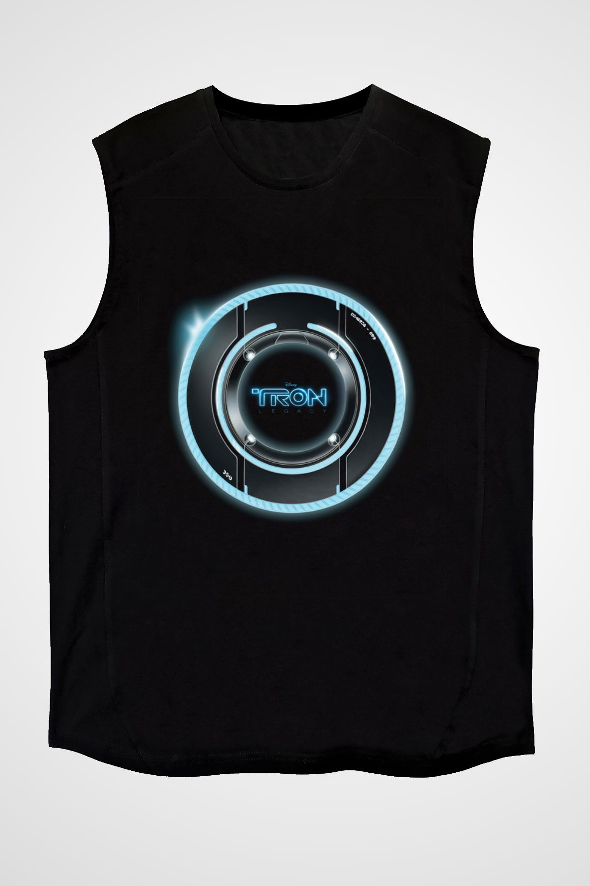 Unisex Tron Baskılı Siyah Kolsuz Tshirt