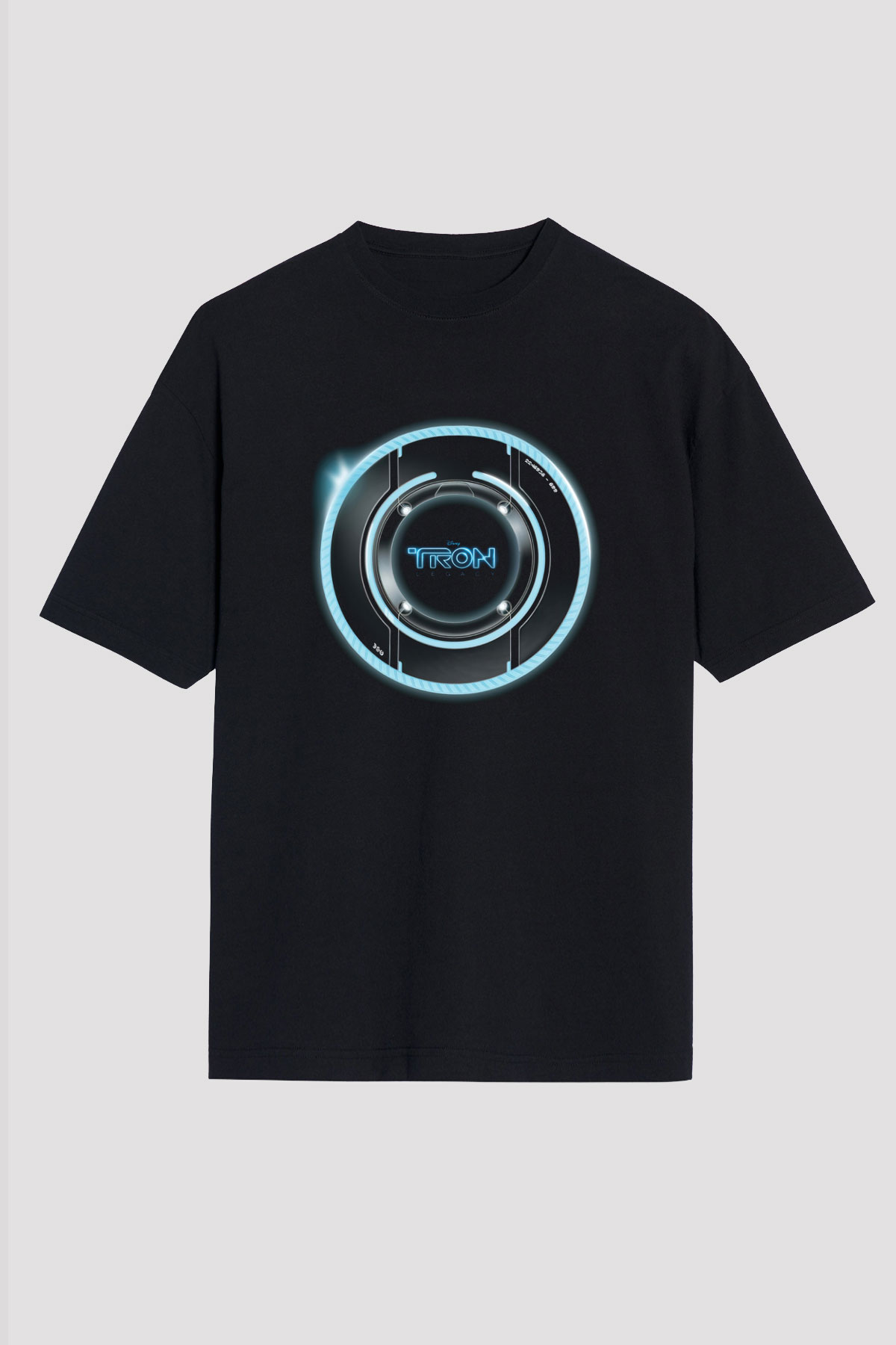 Unisex Tron Baskılı Siyah Oversize Tshirt