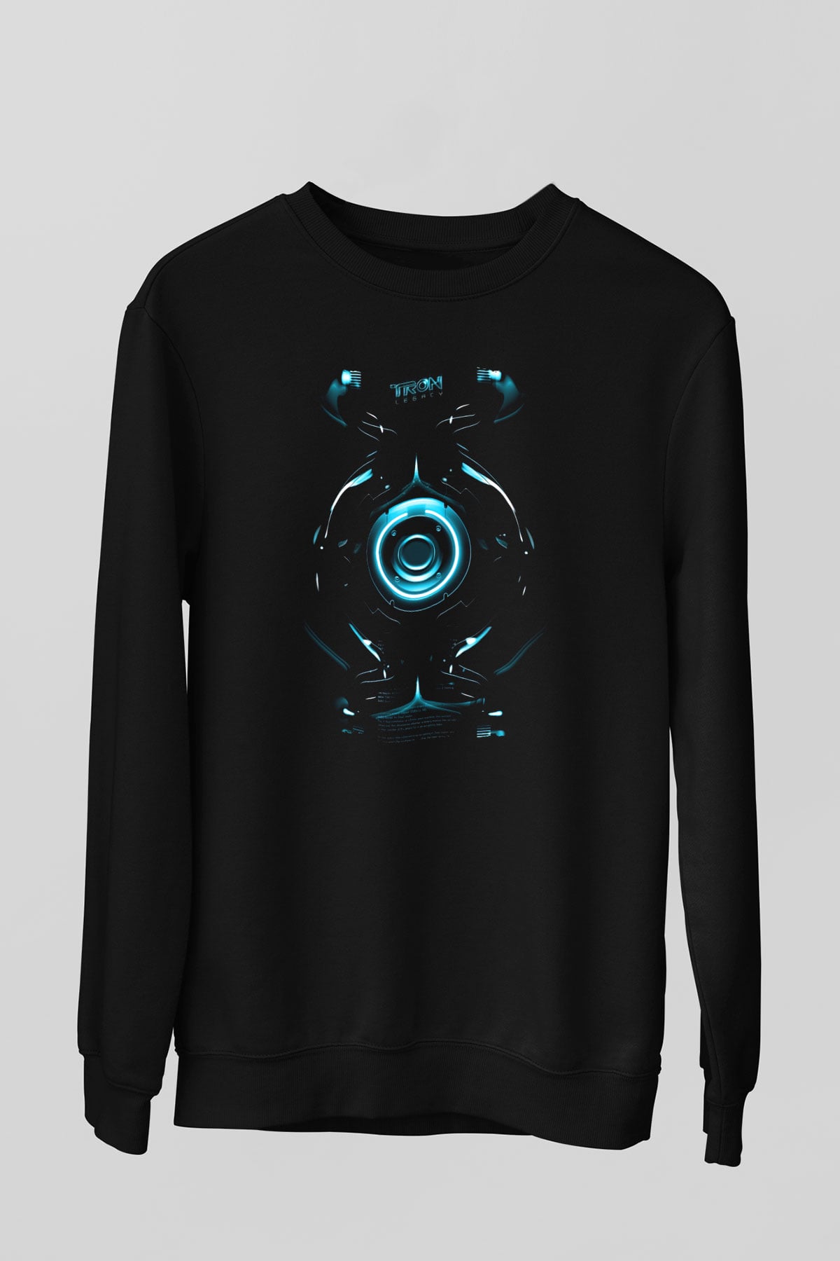 Unisex Tron Baskılı Siyah Sweatshirt