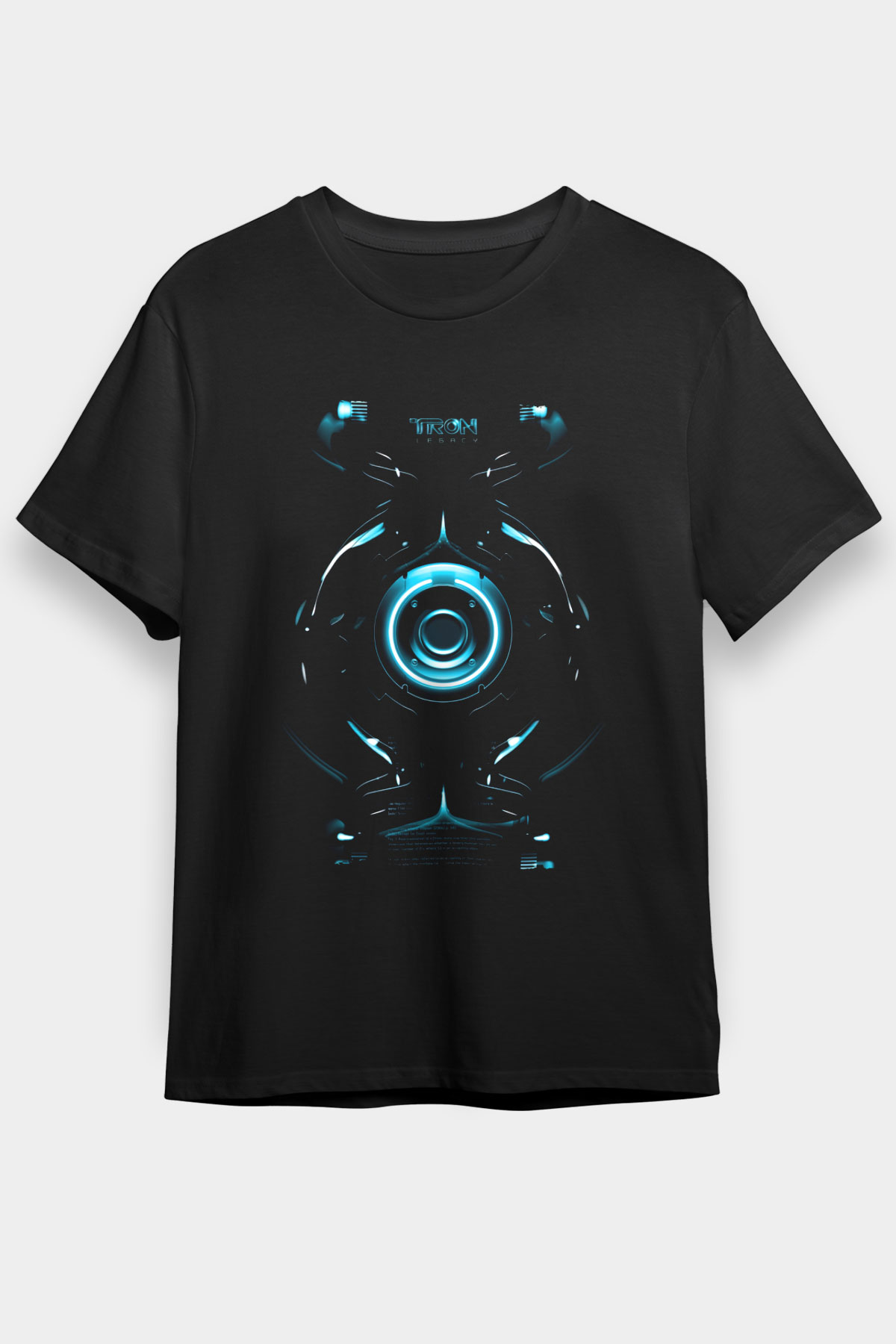 Unisex Tron Baskılı Siyah Tişört