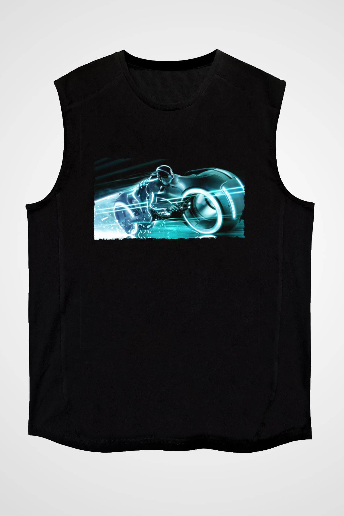 Unisex TRON Legacy Baskılı Siyah Kolsuz Tişört