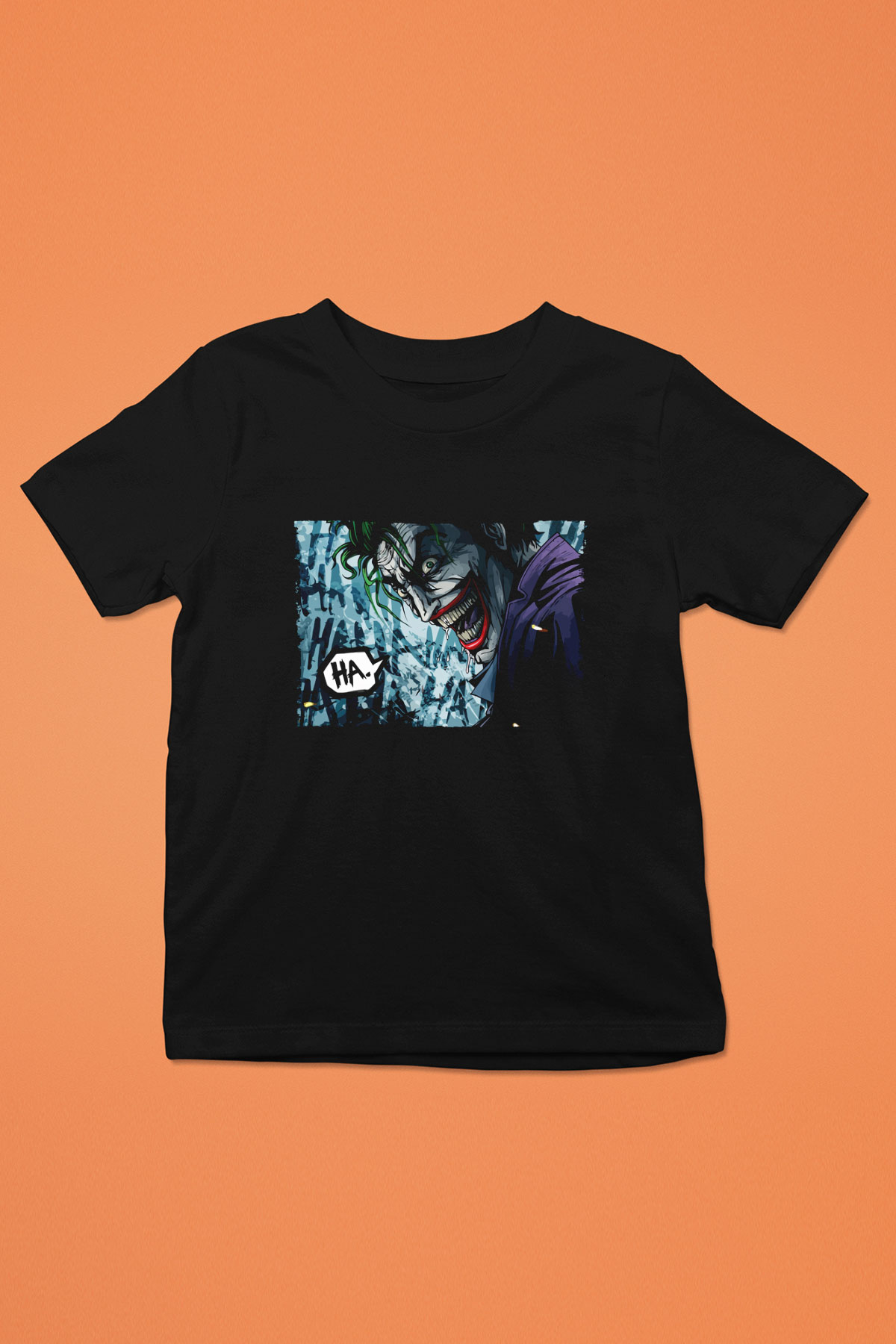 Unisex Unisex Joker Baskılı Siyah Çocuk T-Shirt