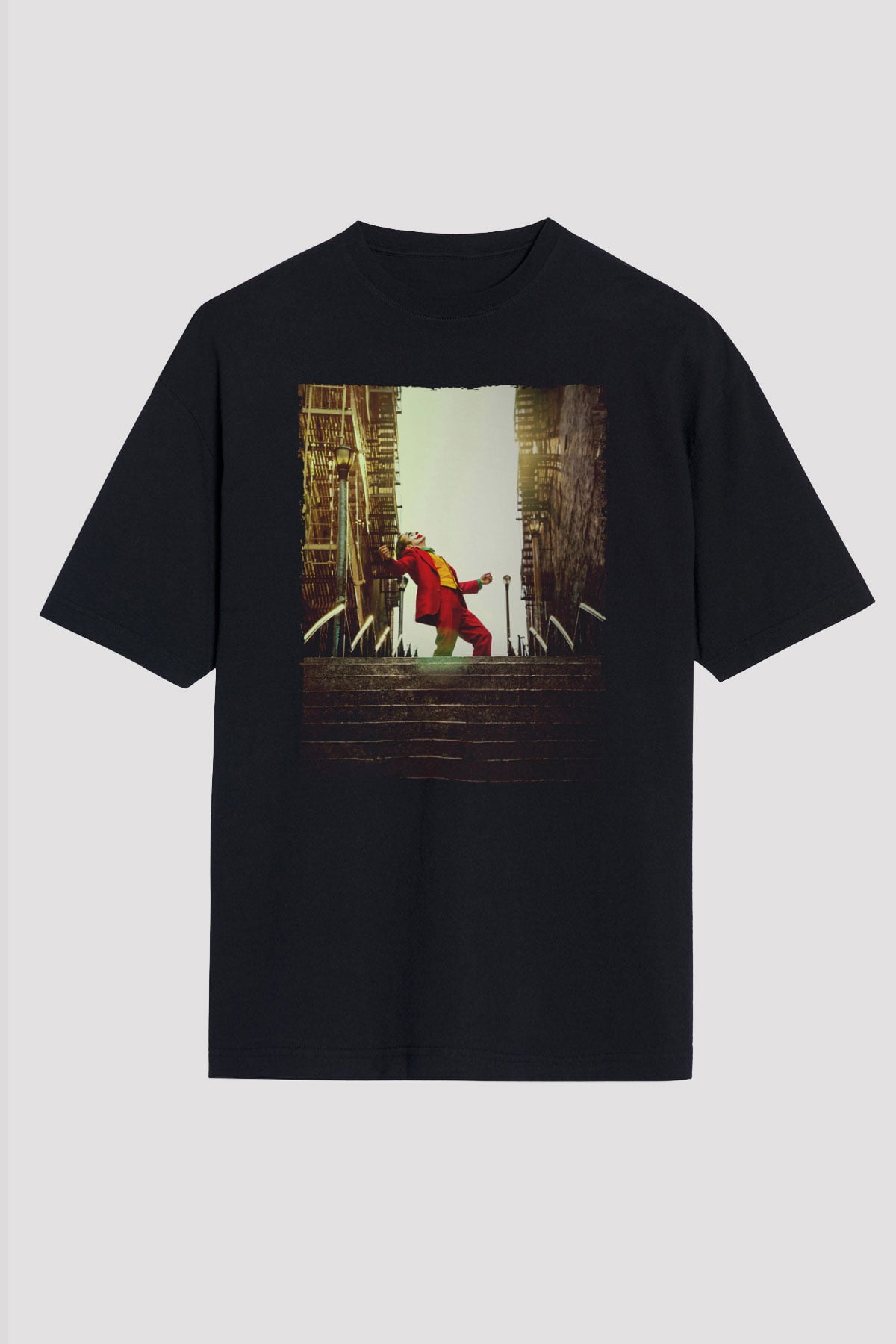 Unisex Unisex Joker Baskılı Siyah Oversize Tişört