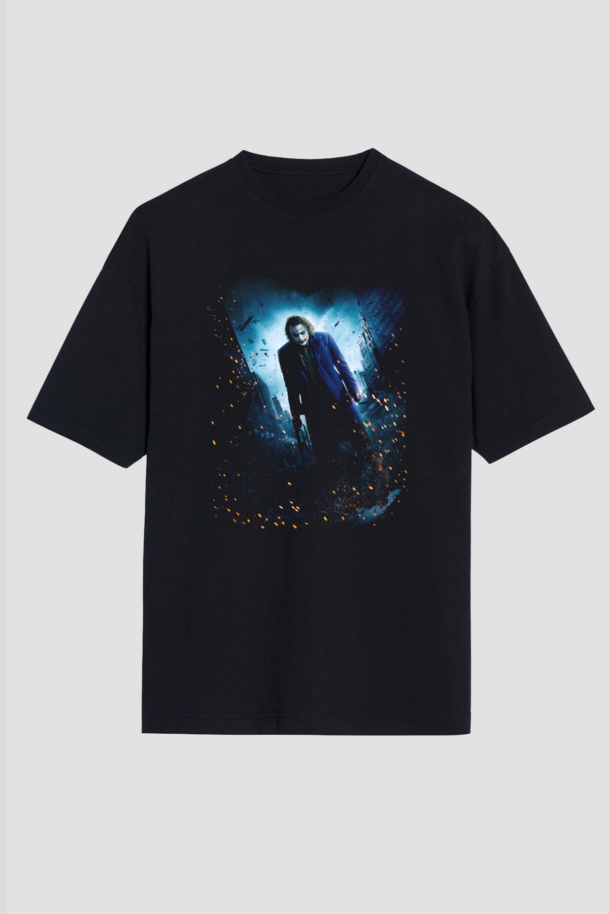 Unisex Unisex Joker Baskılı Siyah Oversize Tshirt