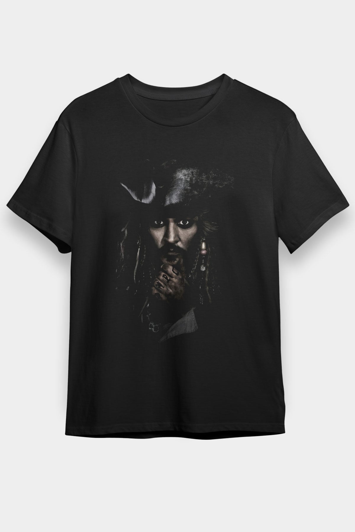Unisex Unisex Karayip Korsanları (Pirates of the Caribbean) Baskılı Siyah Tişört
