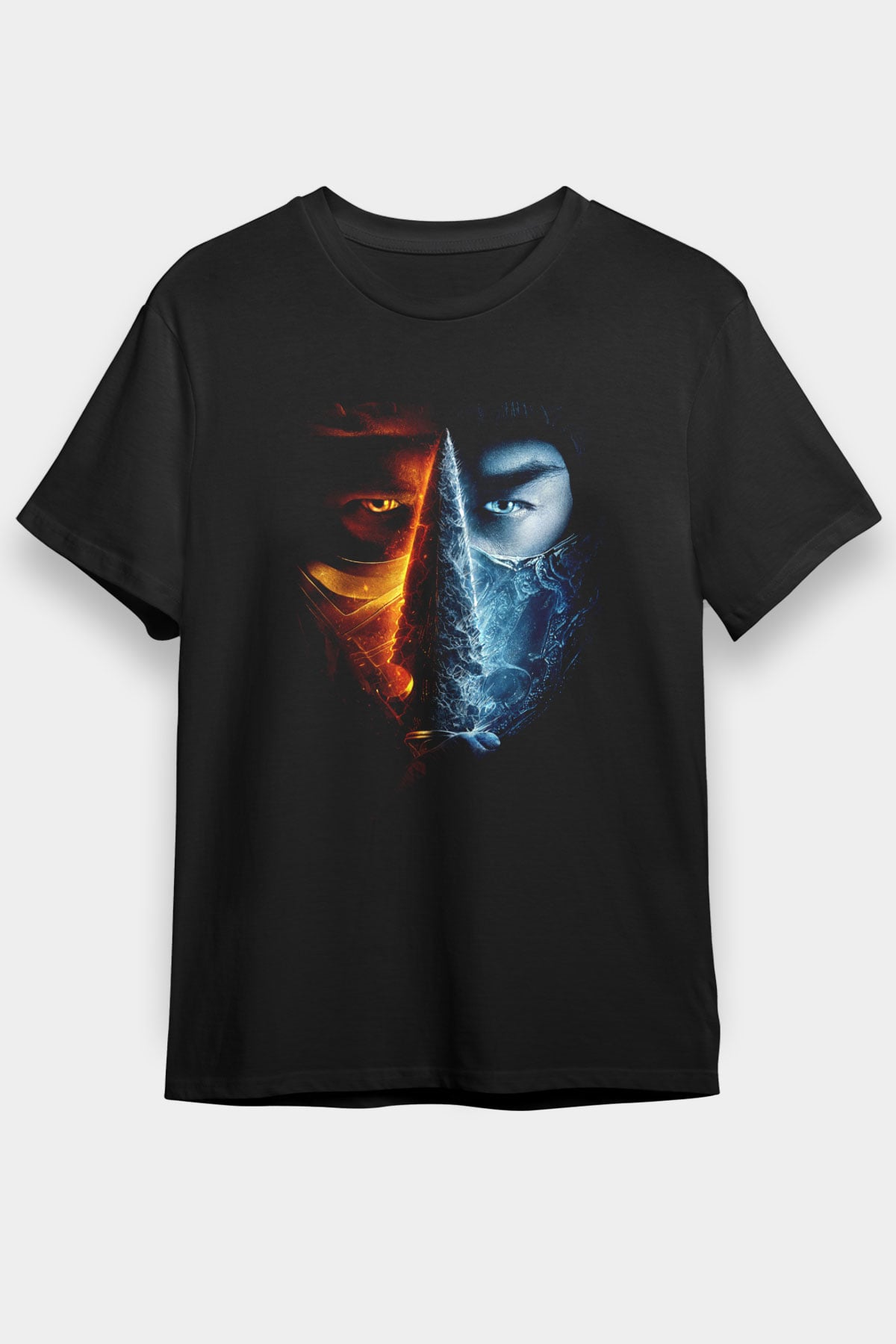Unisex Unisex Mortal Kombat Baskılı Siyah Tişört