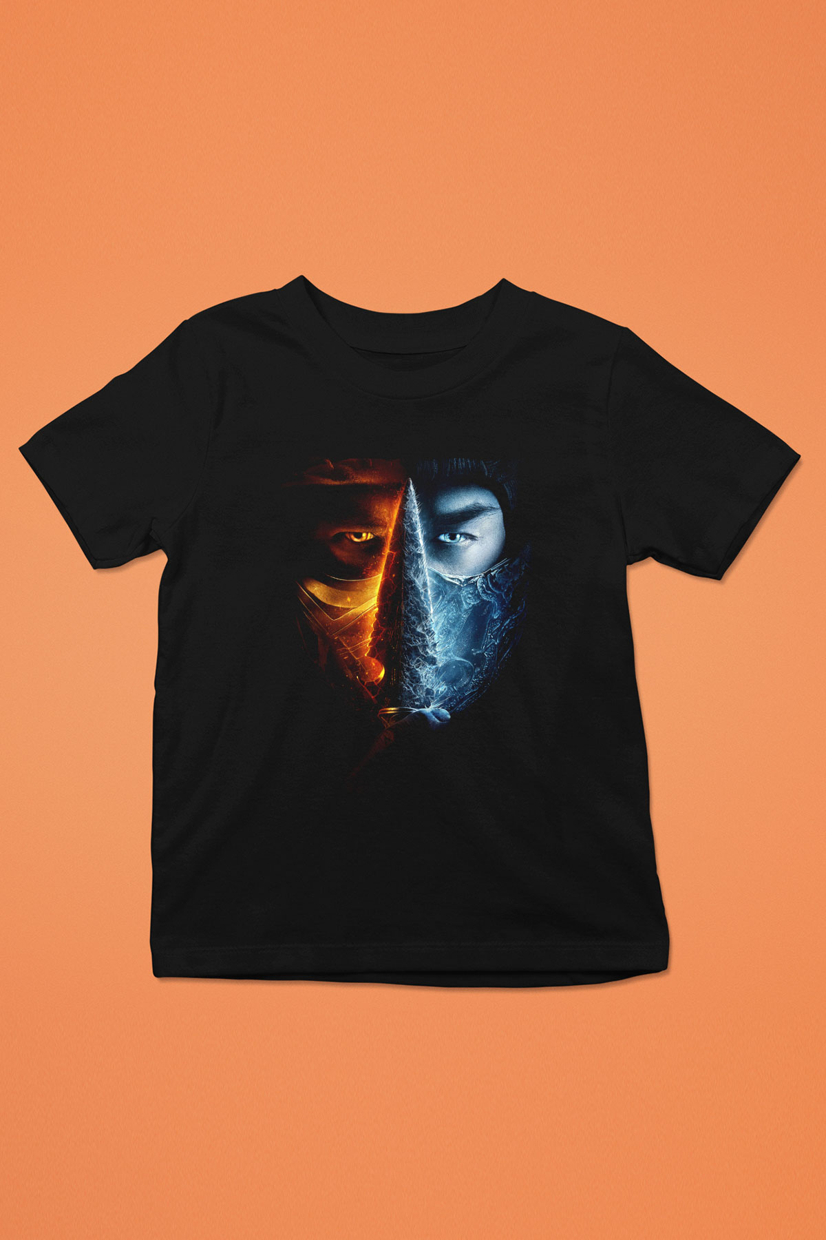 Unisex Unisex Mortal Kombat Baskılı Siyah Çocuk Tişört