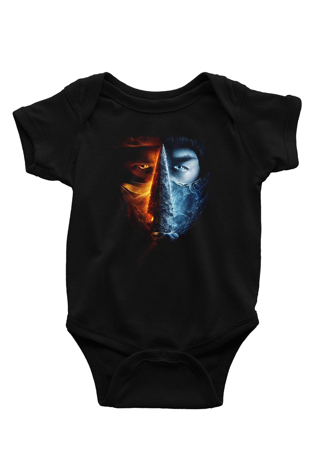 Unisex Unisex Mortal Kombat Baskılı Siyah Bebek Body - Zıbın