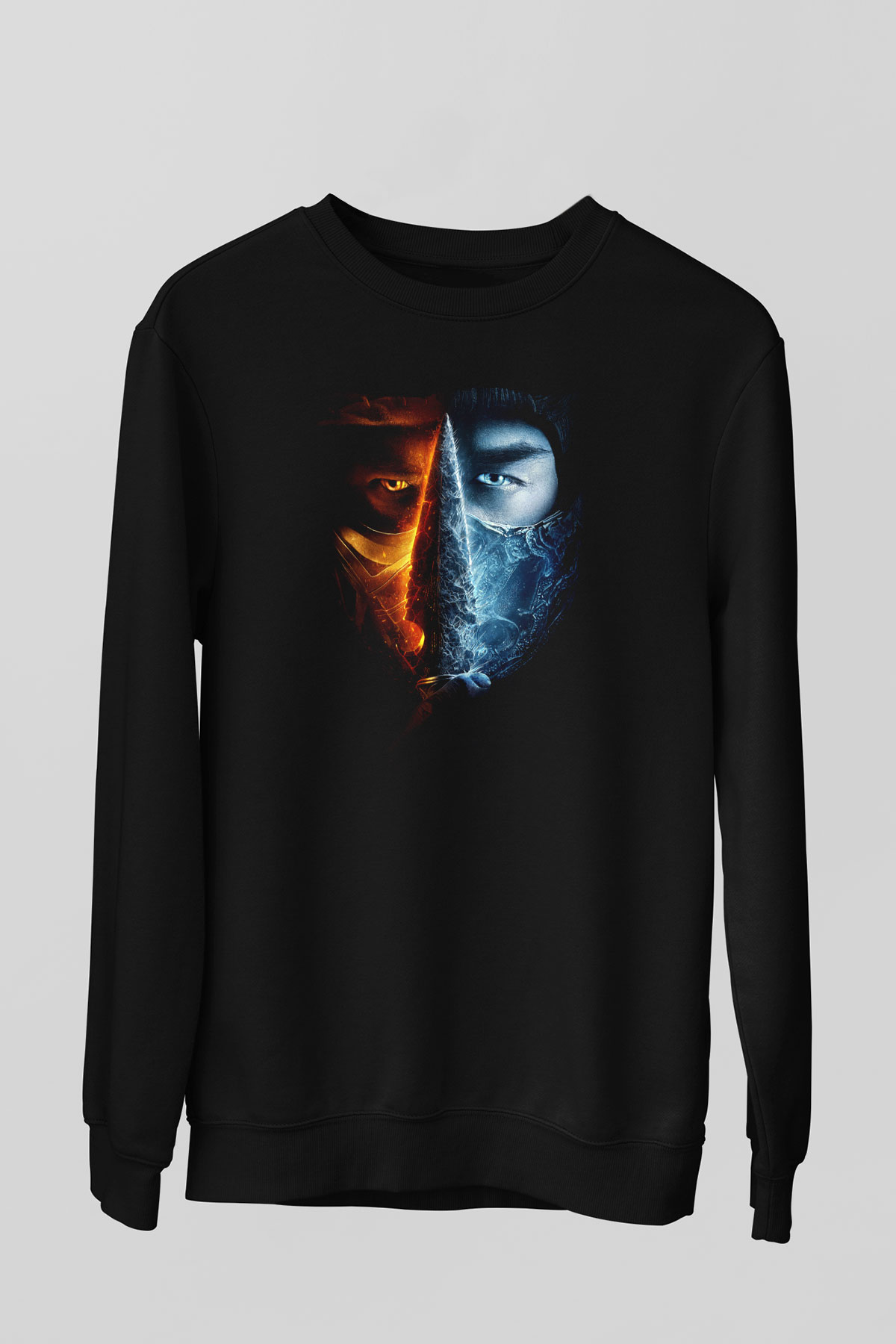 Unisex Unisex Mortal Kombat Baskılı Siyah Sweatshirt