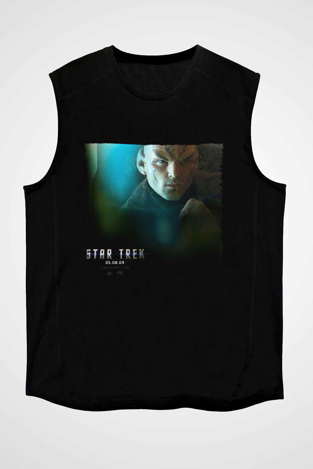 Unisex Uzay Yolu (Star Trek) Baskılı Siyah Kolsuz Tshirt