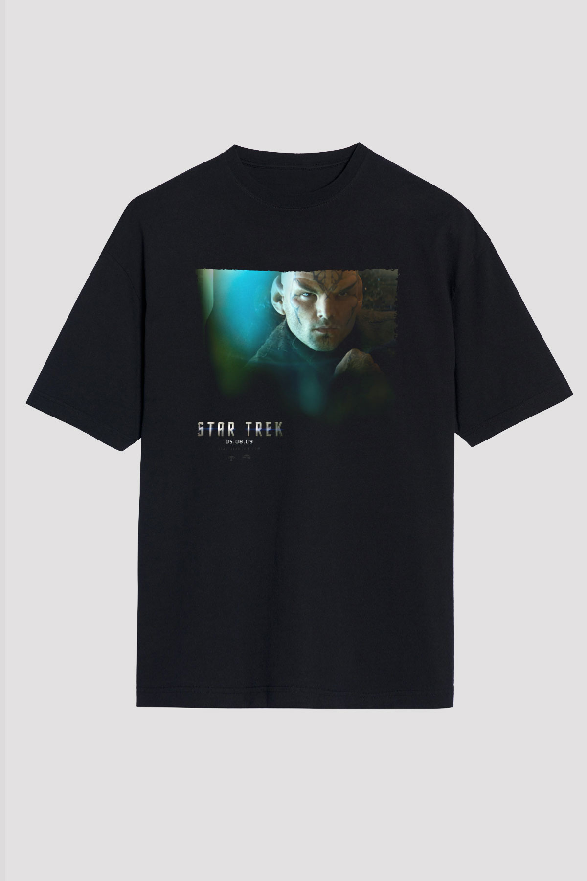 Unisex Uzay Yolu (Star Trek) Baskılı Siyah Oversize Tshirt