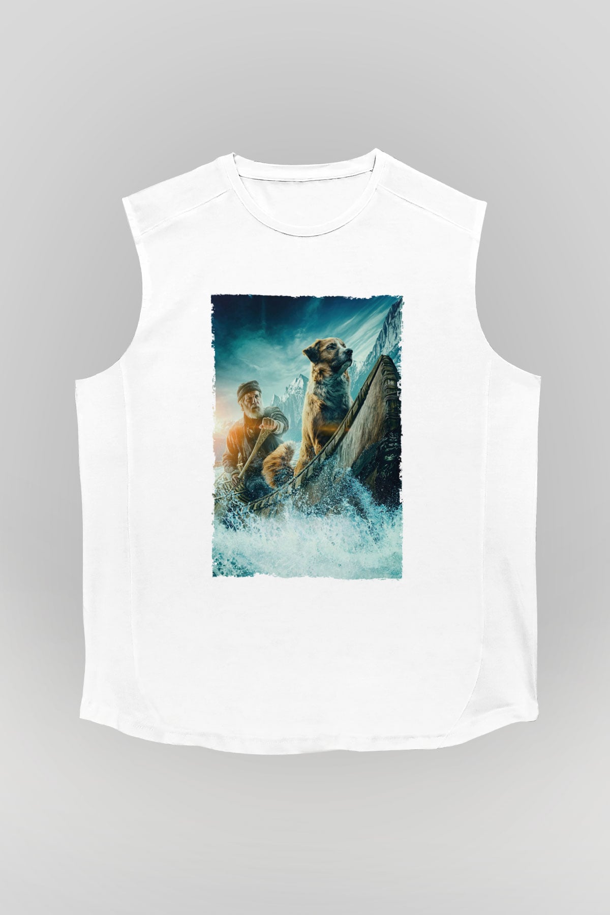 Unisex Vahşetin Çağrısı (The Call of the Wild) Baskılı Beyaz Kolsuz Tshirt