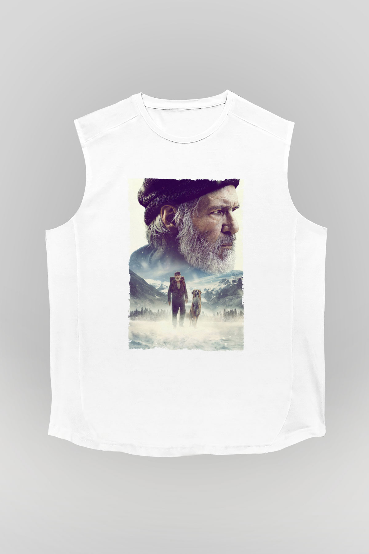 Unisex Vahşetin Çağrısı (The Call of the Wild) Baskılı Beyaz Kolsuz Tişört