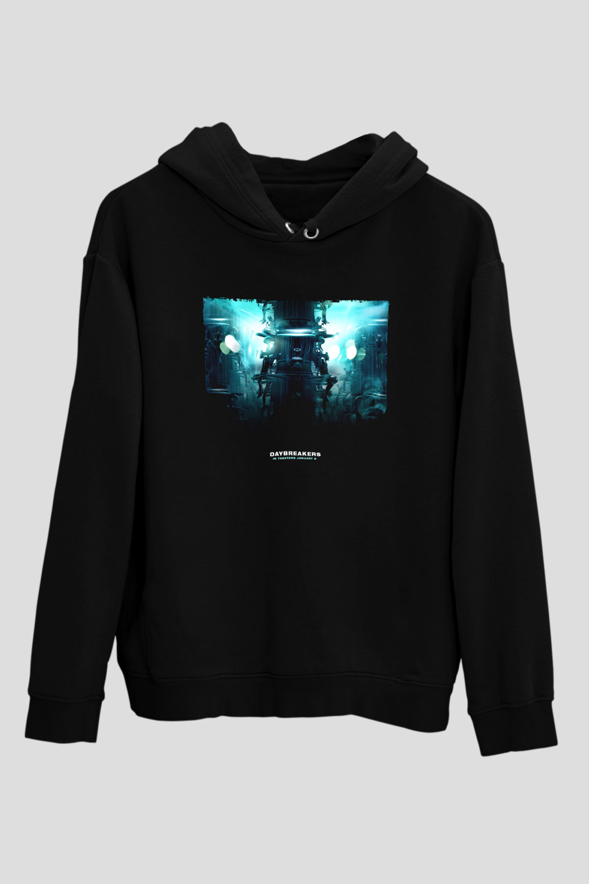 Unisex Vampir İmparatorluğu (Daybreakers) Baskılı Siyah Kapüşonlu Sweatshirt