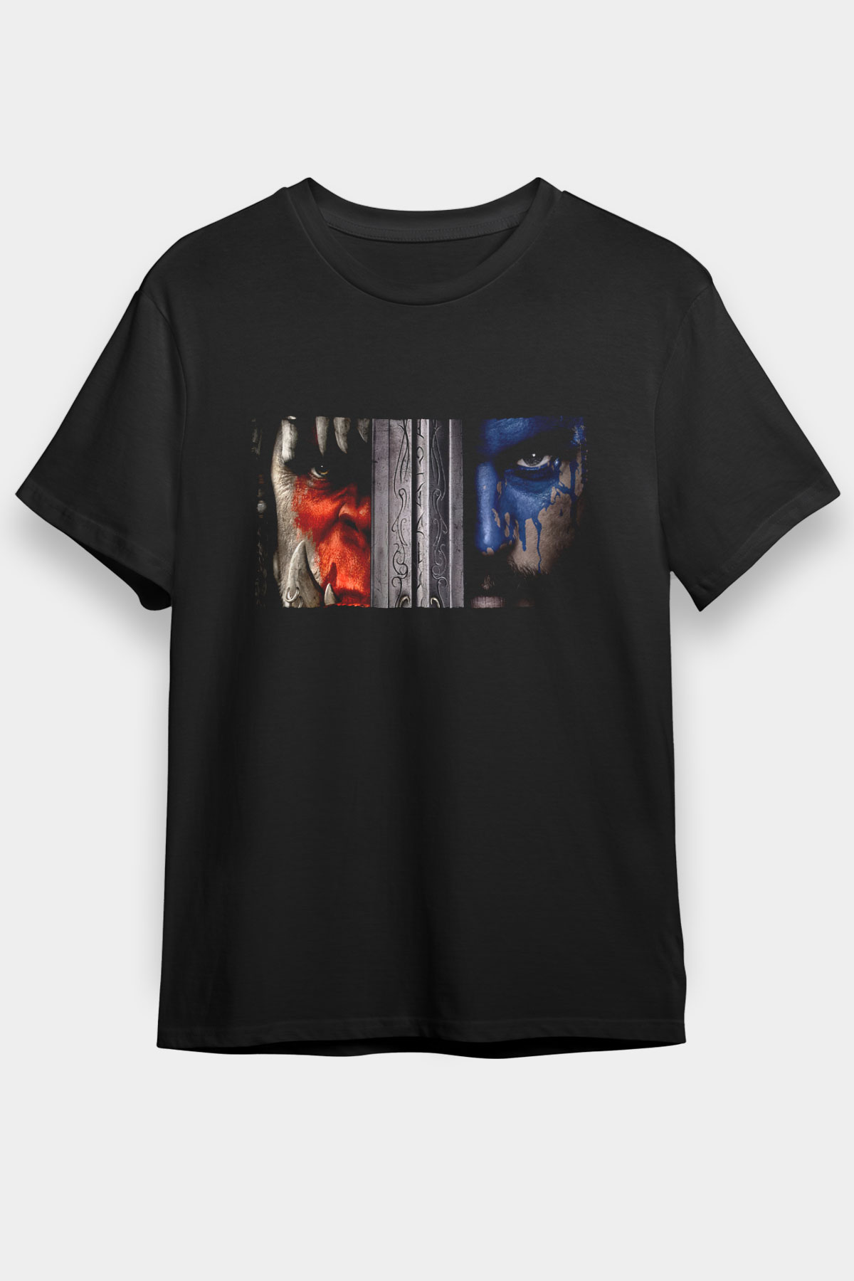 Unisex Warcraft Baskılı Siyah Tişört