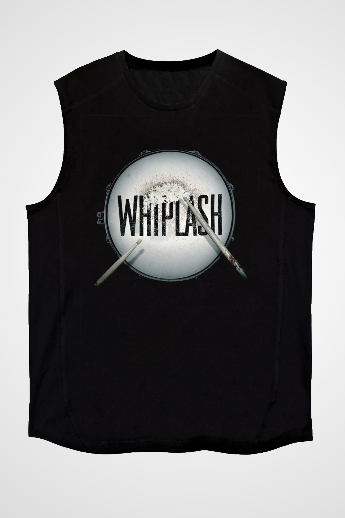 Unisex Whiplash Baskılı Siyah Kolsuz Tshirt