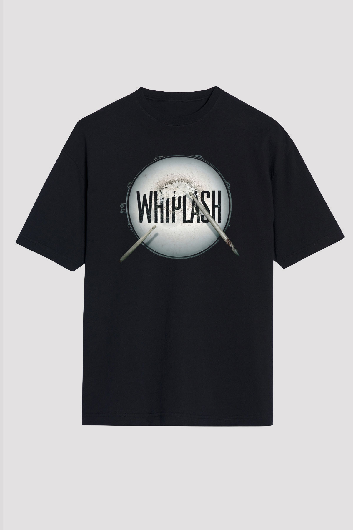 Unisex Whiplash Baskılı Siyah Oversize Tshirt