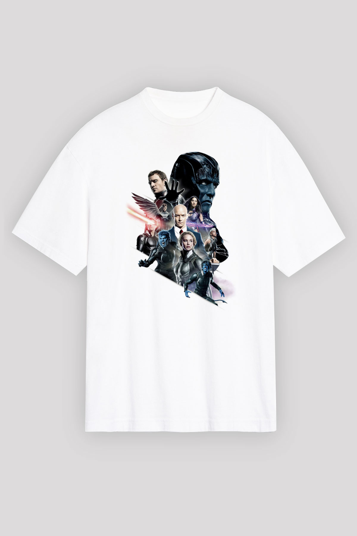 Unisex X-Men Apocalypse Baskılı Beyaz Oversize Oversize T-shirt