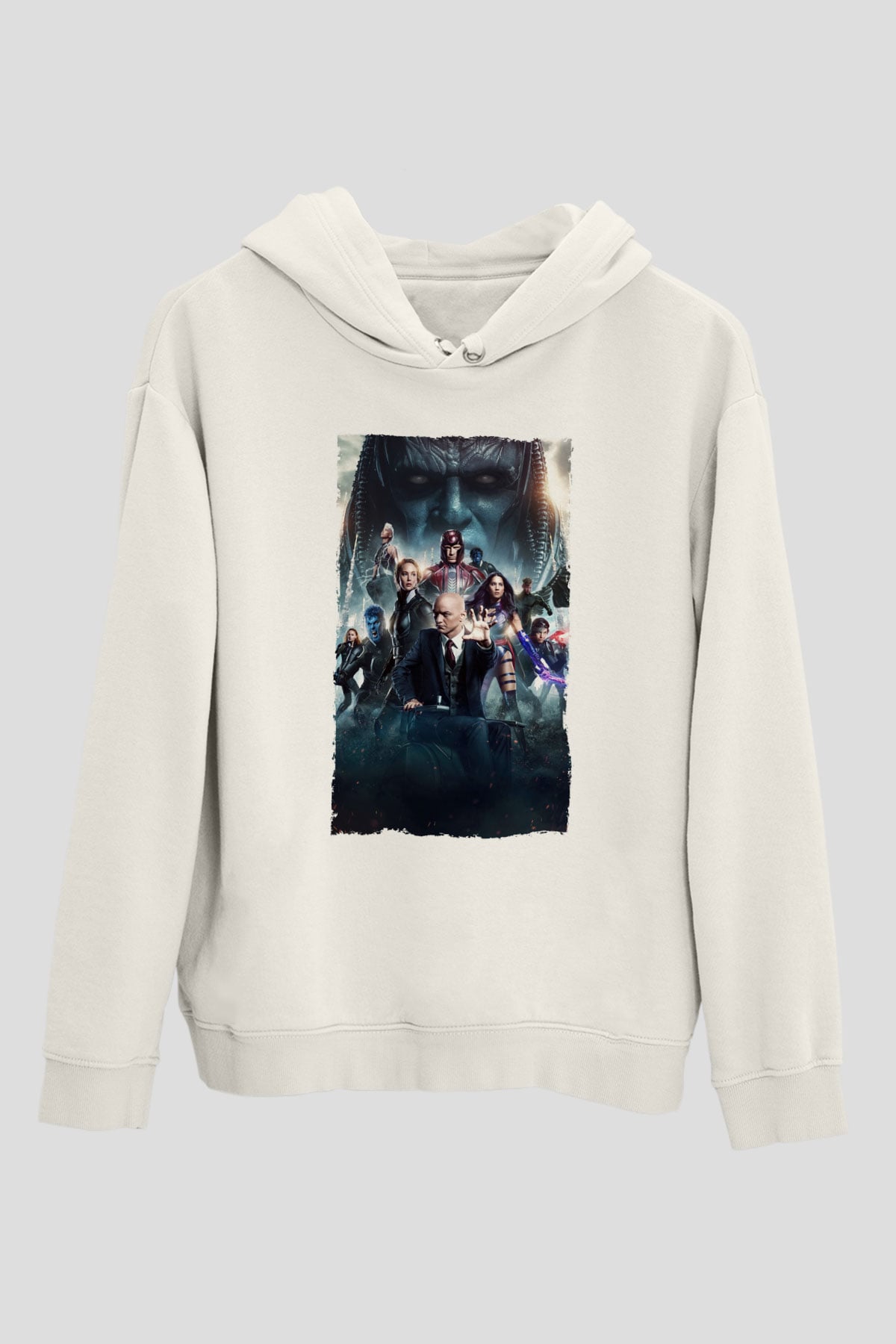 Unisex X-Men Apocalypse Baskılı Beyaz Kapüşonlu Sweatshirt