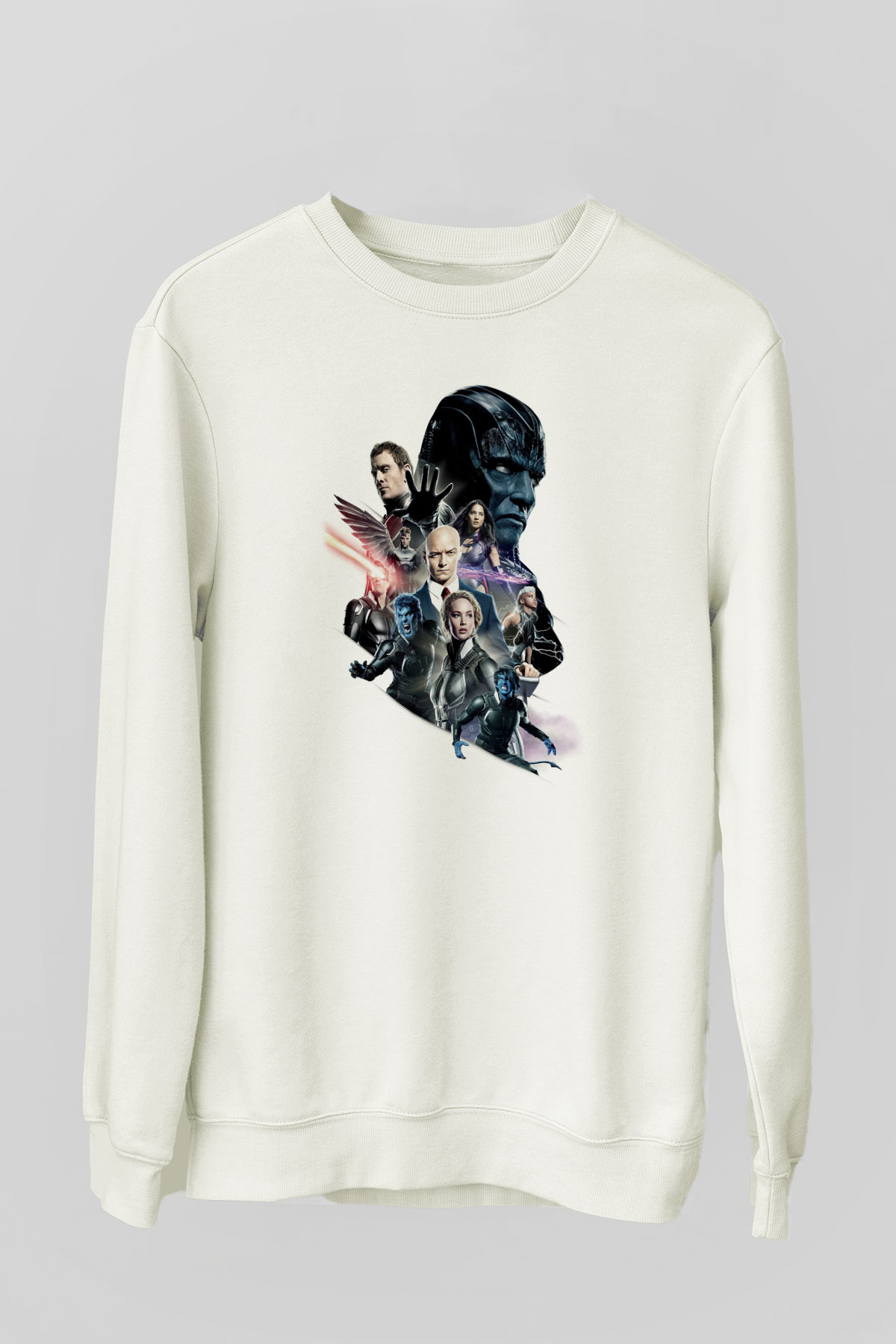 Unisex X-Men Apocalypse Baskılı Beyaz Sweatshirt