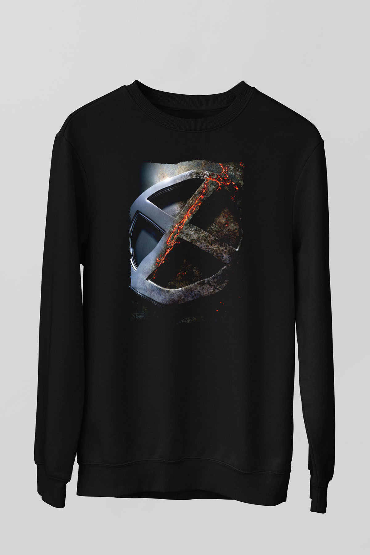 Unisex X-Men Apocalypse Baskılı Siyah Sweatshirt