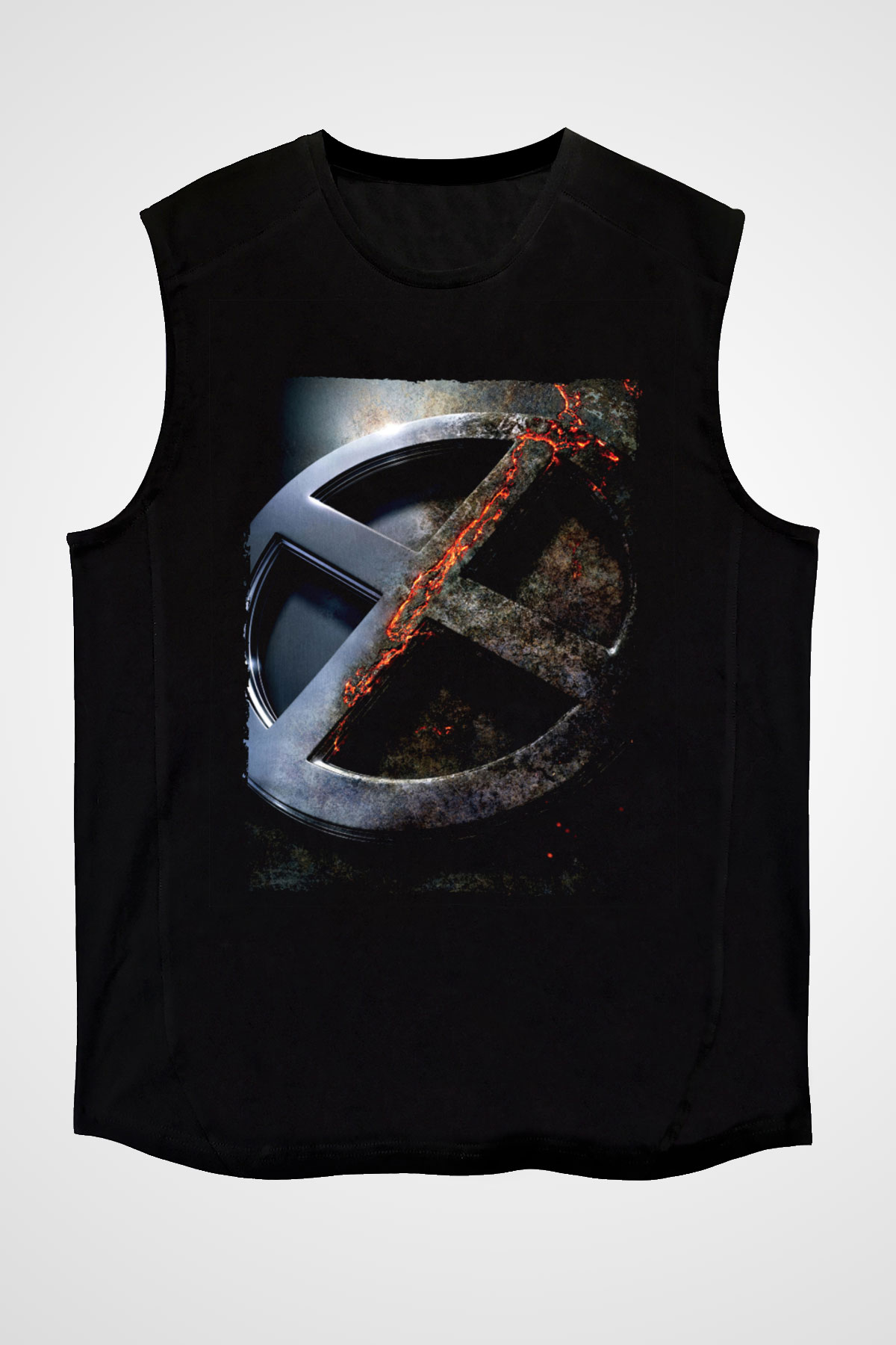 Unisex X-Men Apocalypse Baskılı Siyah Kolsuz Tshirt