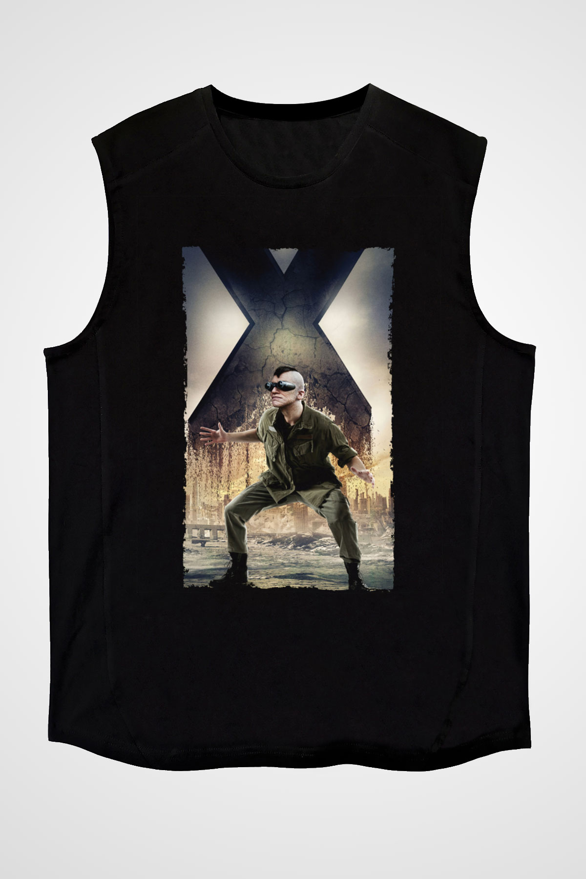 Unisex X-Men Days of Future Past Baskılı Siyah Kolsuz Tişört