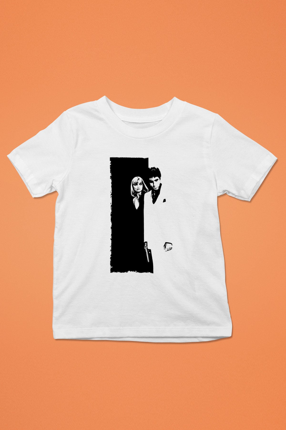 Unisex Yaralı Yüz (Scarface) Baskılı Beyaz Çocuk Tshirt