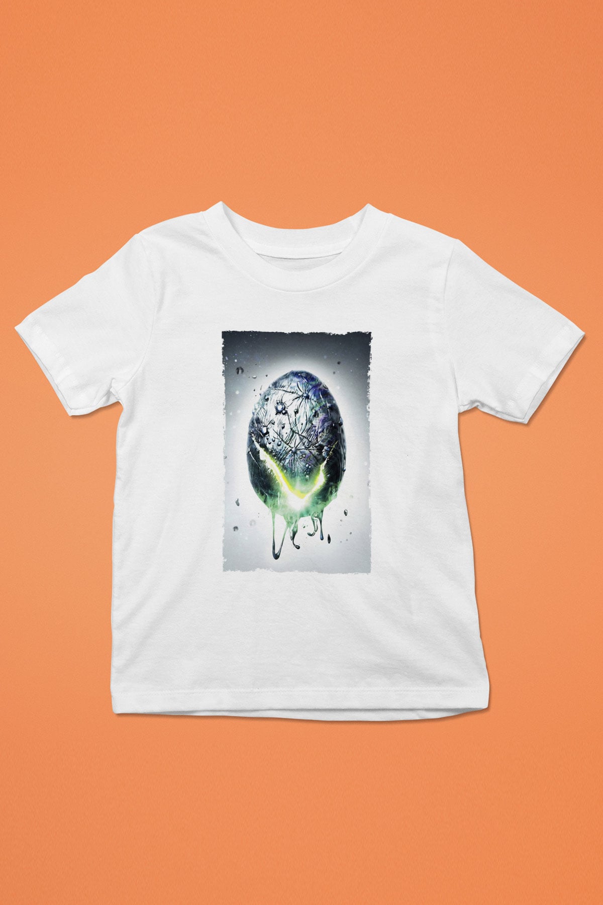 Unisex Yaratık - Alien Baskılı Beyaz Çocuk Tshirt