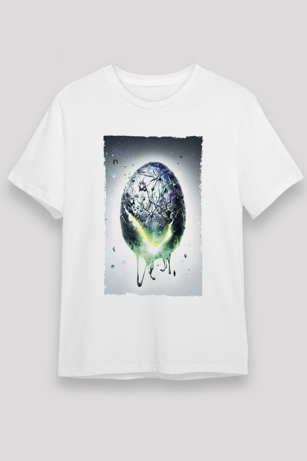 Unisex Yaratık - Alien Baskılı Beyaz Tshirt