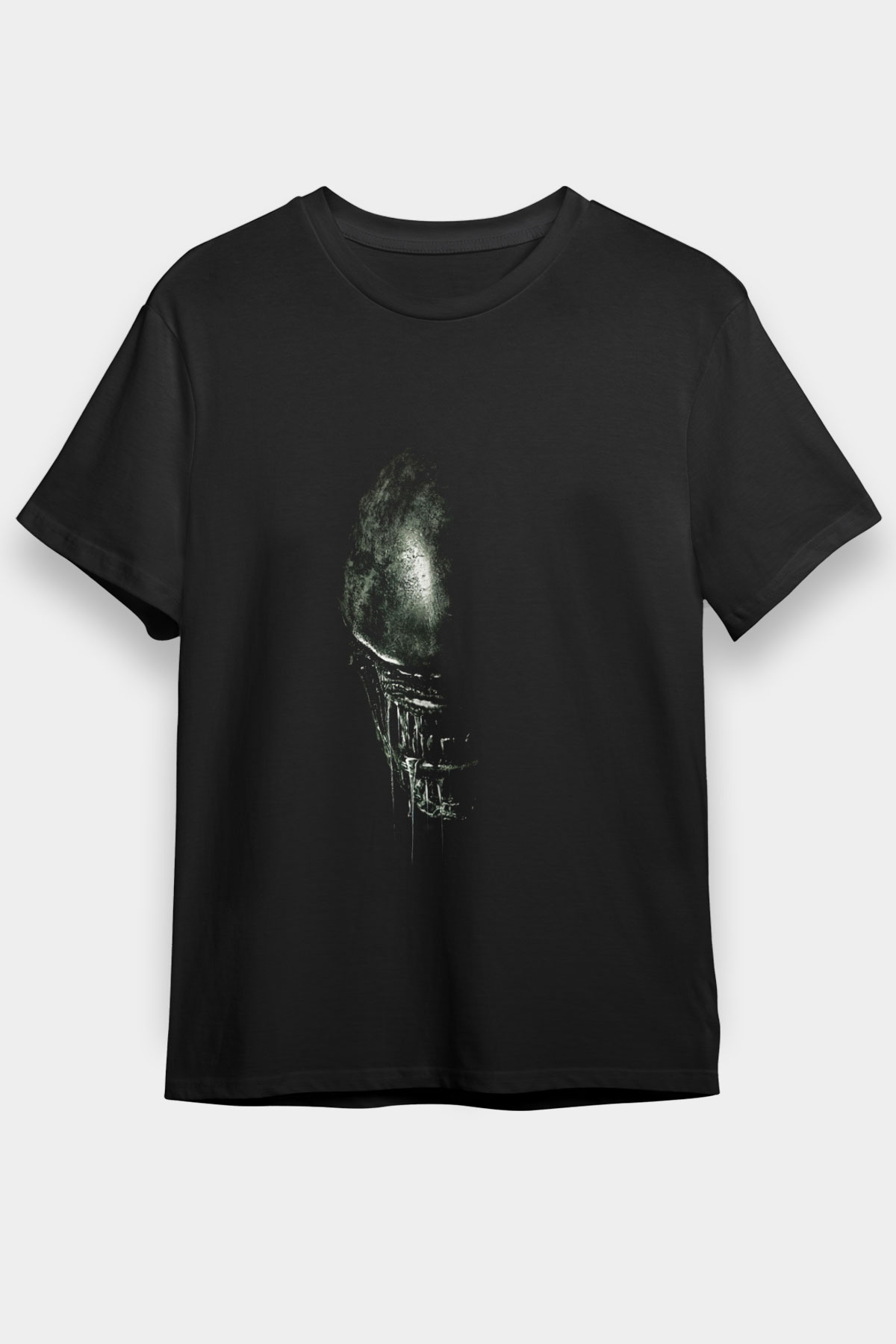 Unisex Yaratık (Alien) Baskılı Siyah Unisex Tişört