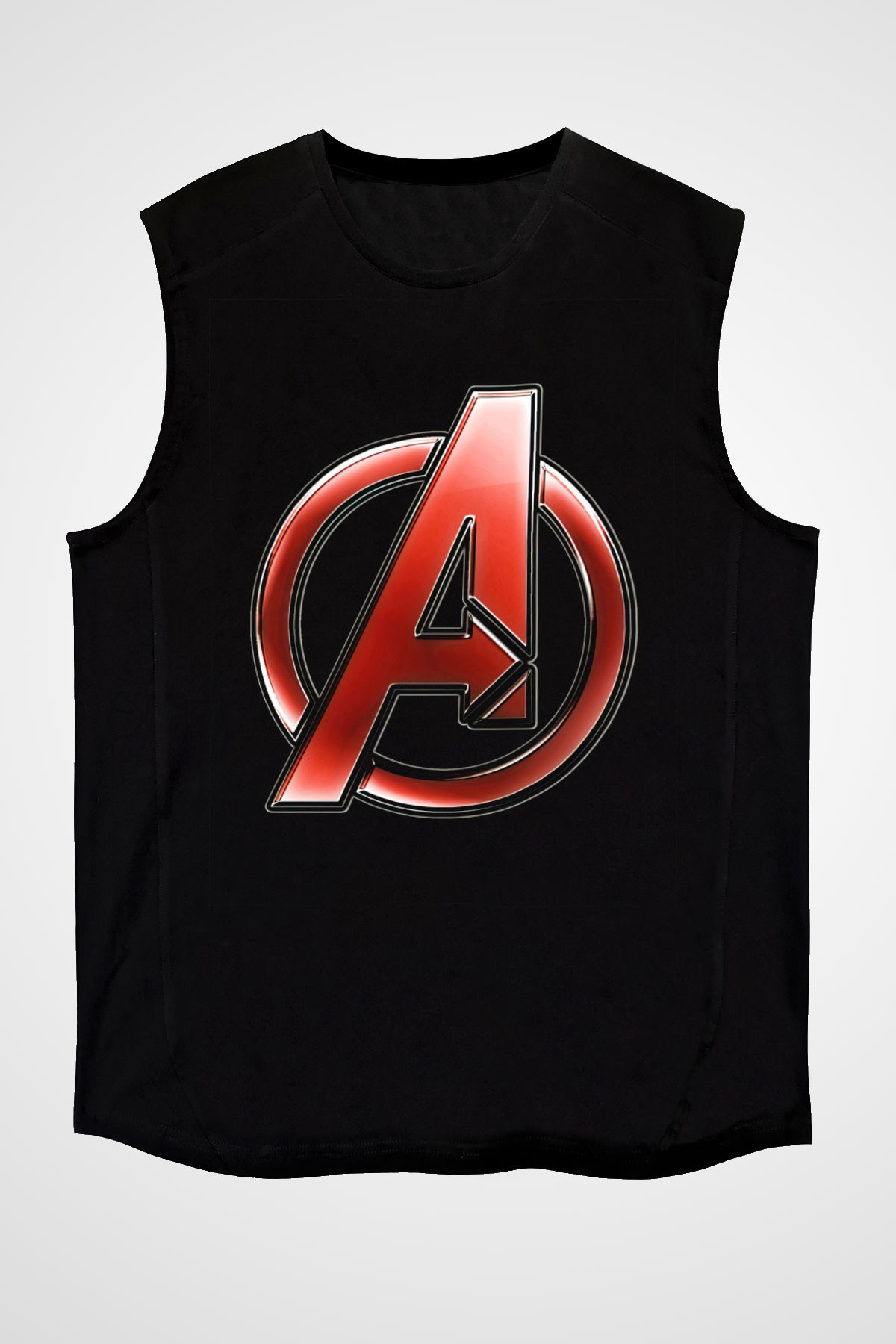 Unisex Yenilmezler (Avengers) Baskılı Siyah Kolsuz Tshirt