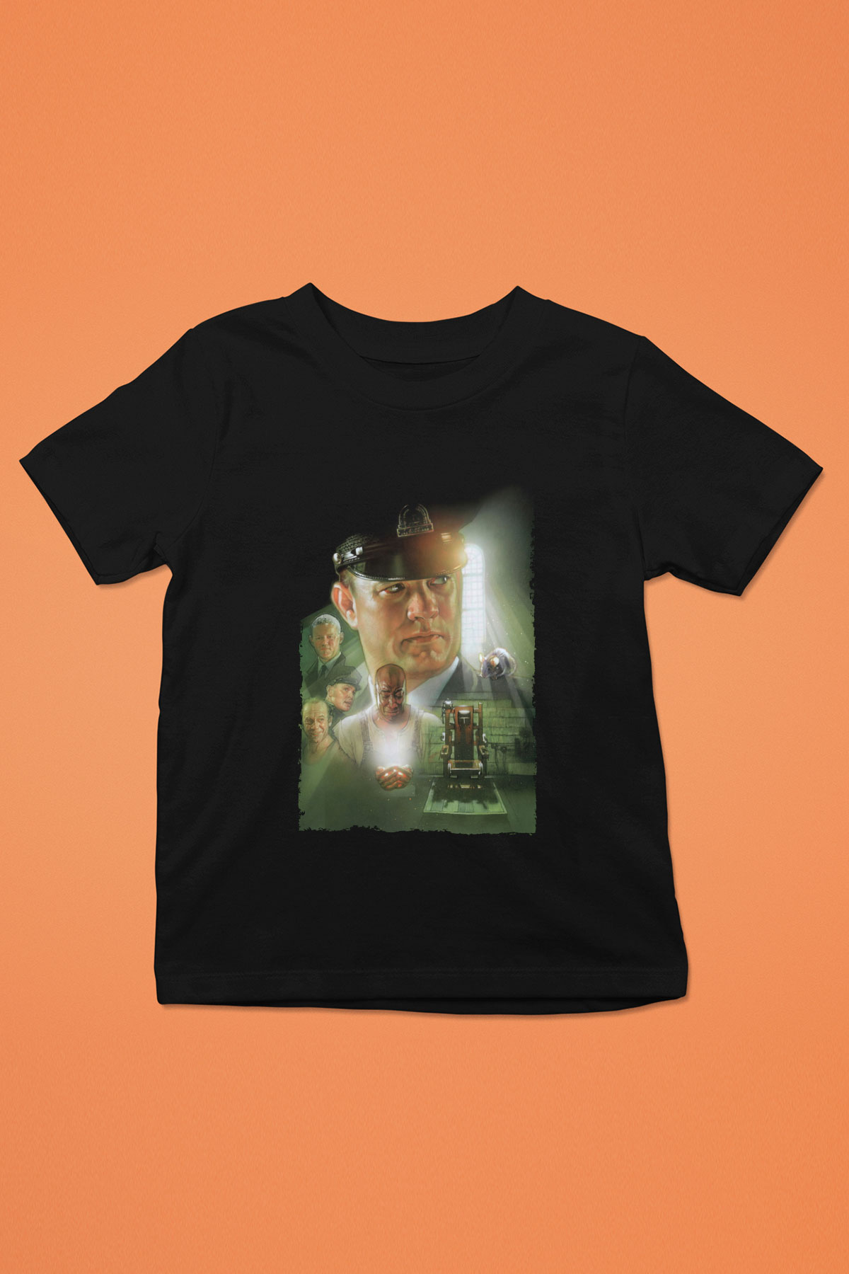 Unisex Yeşil Yol (The Green Mile) Baskılı Siyah Çocuk T-Shirt