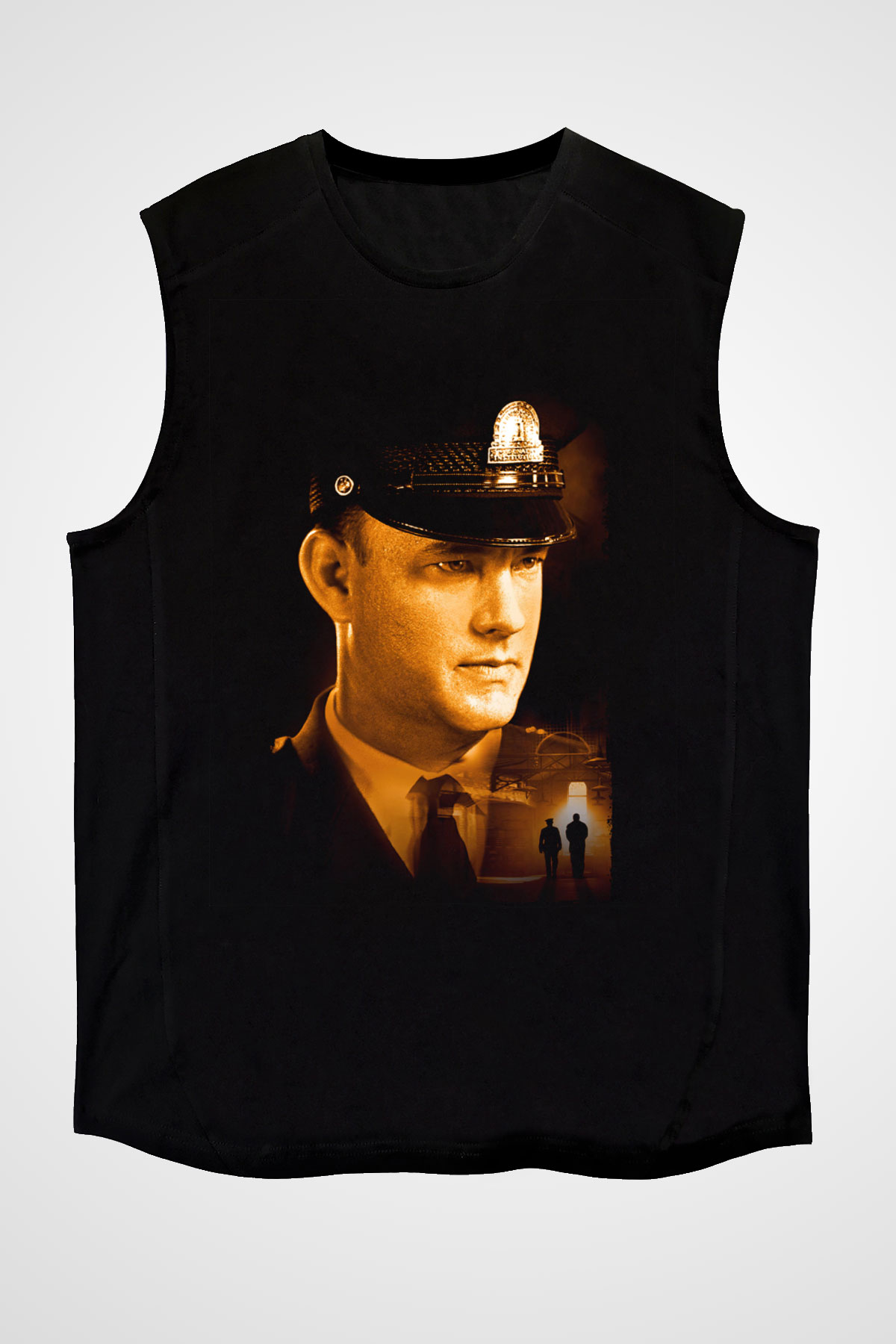 Unisex Yeşil Yol (The Green Mile) Baskılı Siyah Kolsuz Tişört