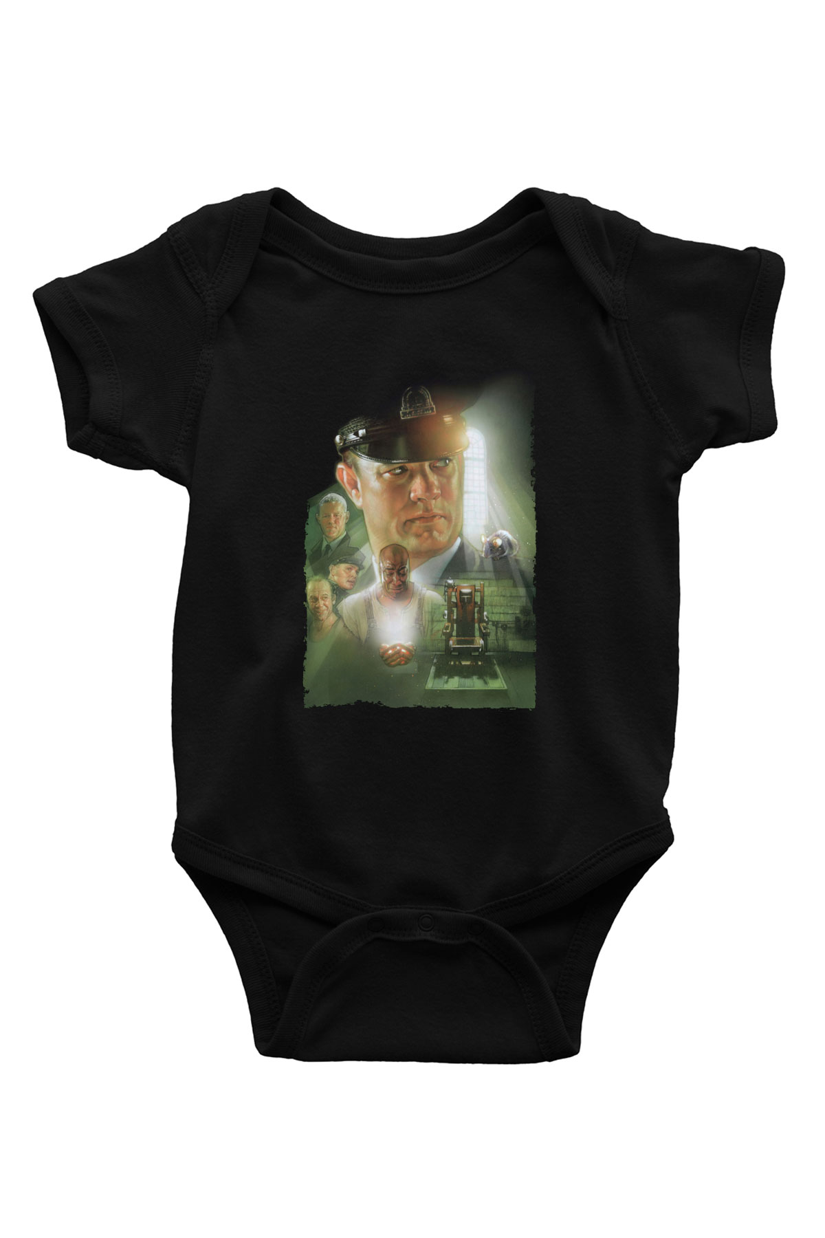 Unisex Yeşil Yol (The Green Mile) Baskılı Siyah Bebek Body - Zıbın