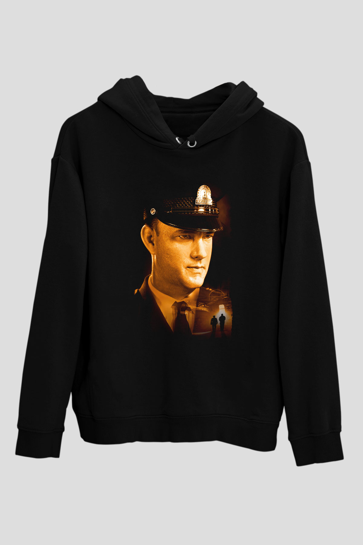 Unisex Yeşil Yol (The Green Mile) Baskılı Siyah Kapüşonlu Sweatshirt