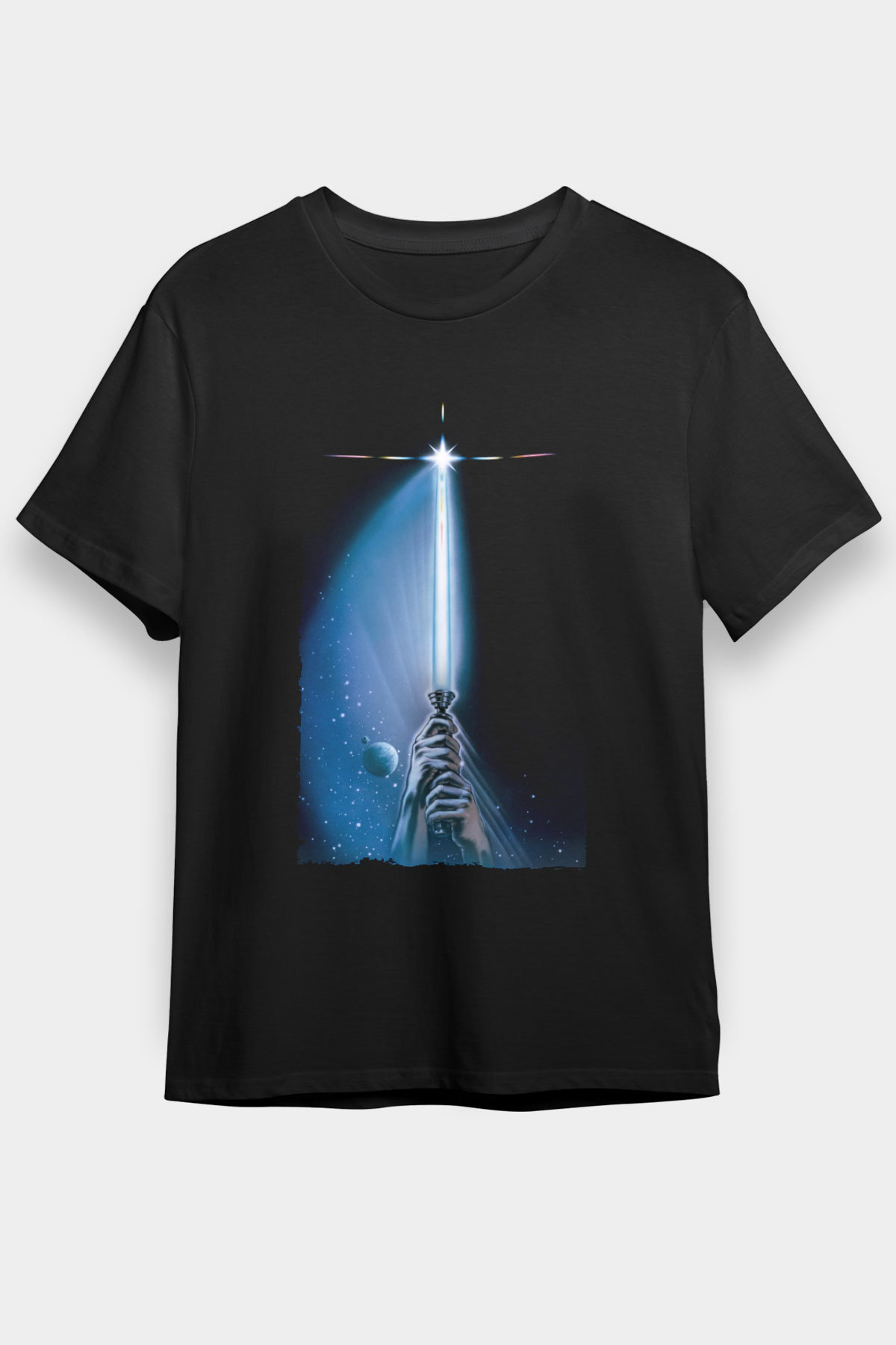 Unisex Yıldız Savaşları Bölüm VI - Jedi'ın Dönüşü (Return of the Jedi) Baskılı Siyah T-Shirt