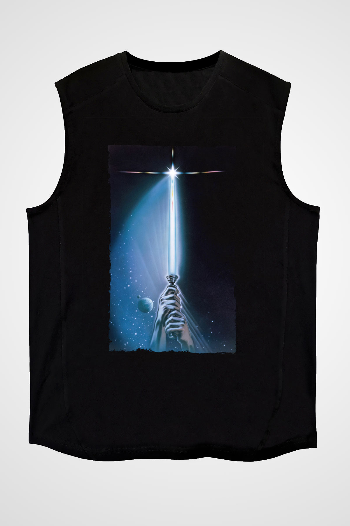 Unisex Yıldız Savaşları Bölüm VI - Jedi'ın Dönüşü (Return of the Jedi) Baskılı Siyah Kolsuz T-shirt