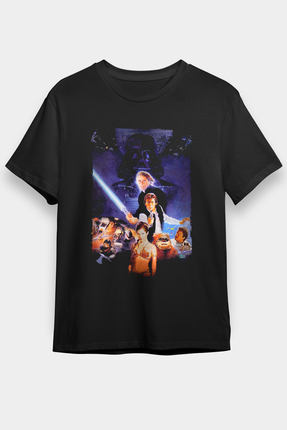 Unisex Yıldız Savaşları Bölüm VI - Jedi'ın Dönüşü (Return of the Jedi) Baskılı Siyah Tişört