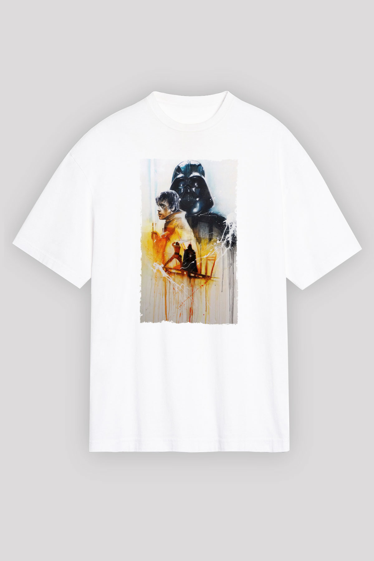 Unisex Yıldız Savaşları (Return of the Jedi) Baskılı Beyaz Oversize Tişört