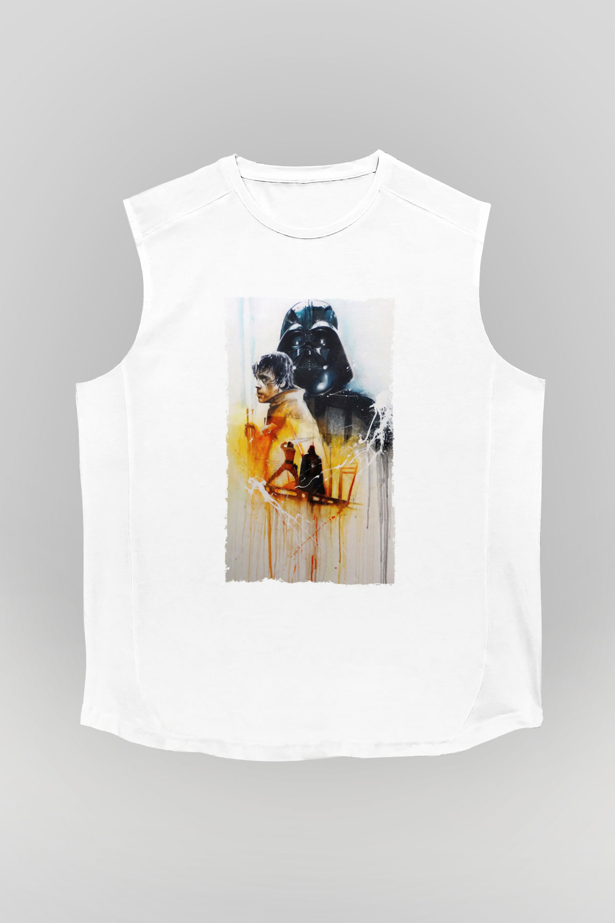 Unisex Yıldız Savaşları (Return of the Jedi) Baskılı Beyaz Kolsuz Tişört