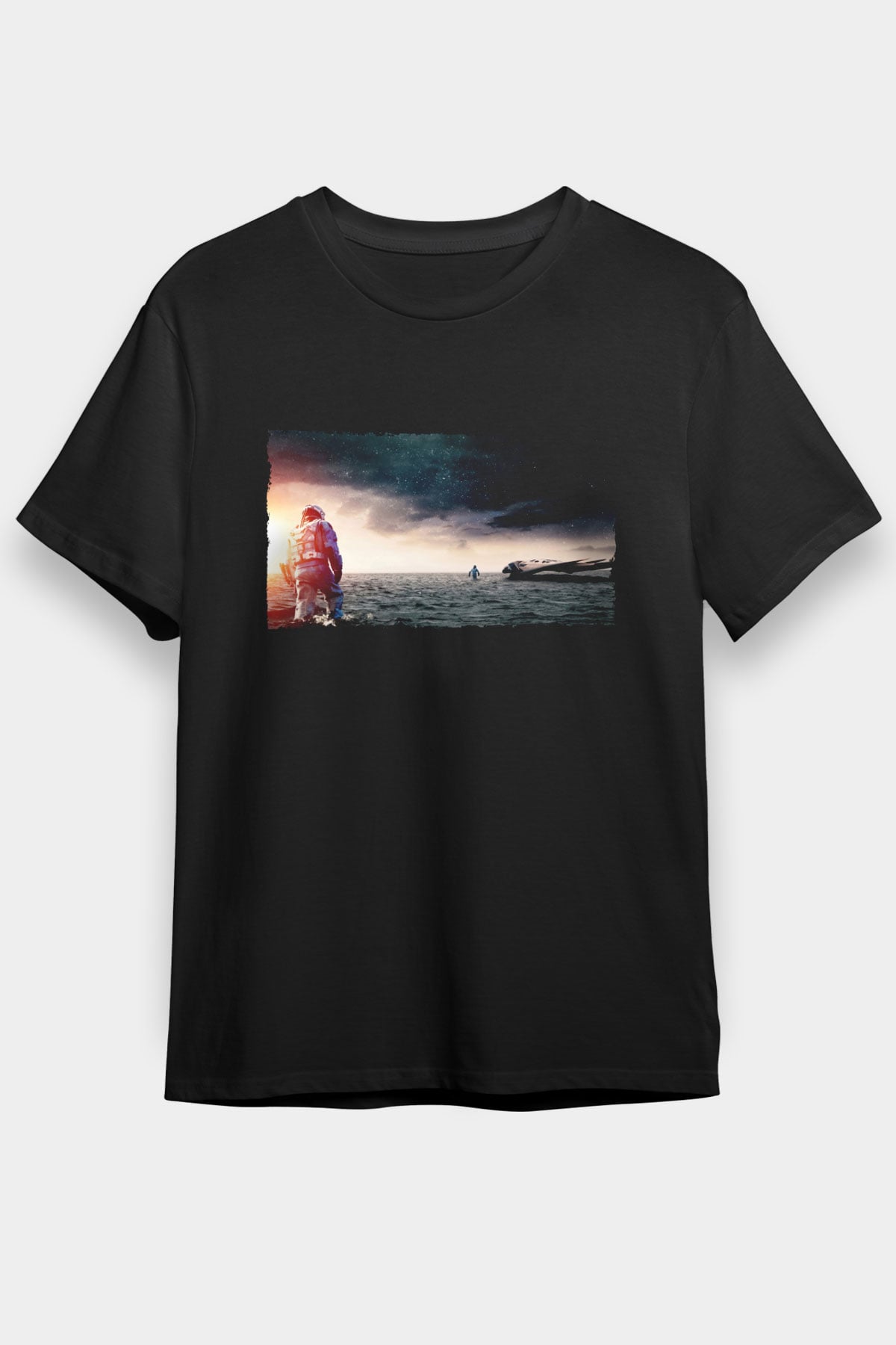 Unisex Yıldızlararası (Interstellar) Baskılı Siyah Unisex Tshirt