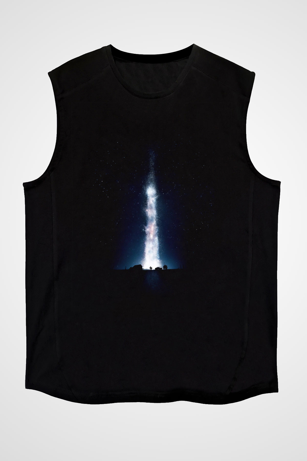 Unisex Yıldızlararası (Interstellar) Baskılı Siyah Kolsuz Tshirt