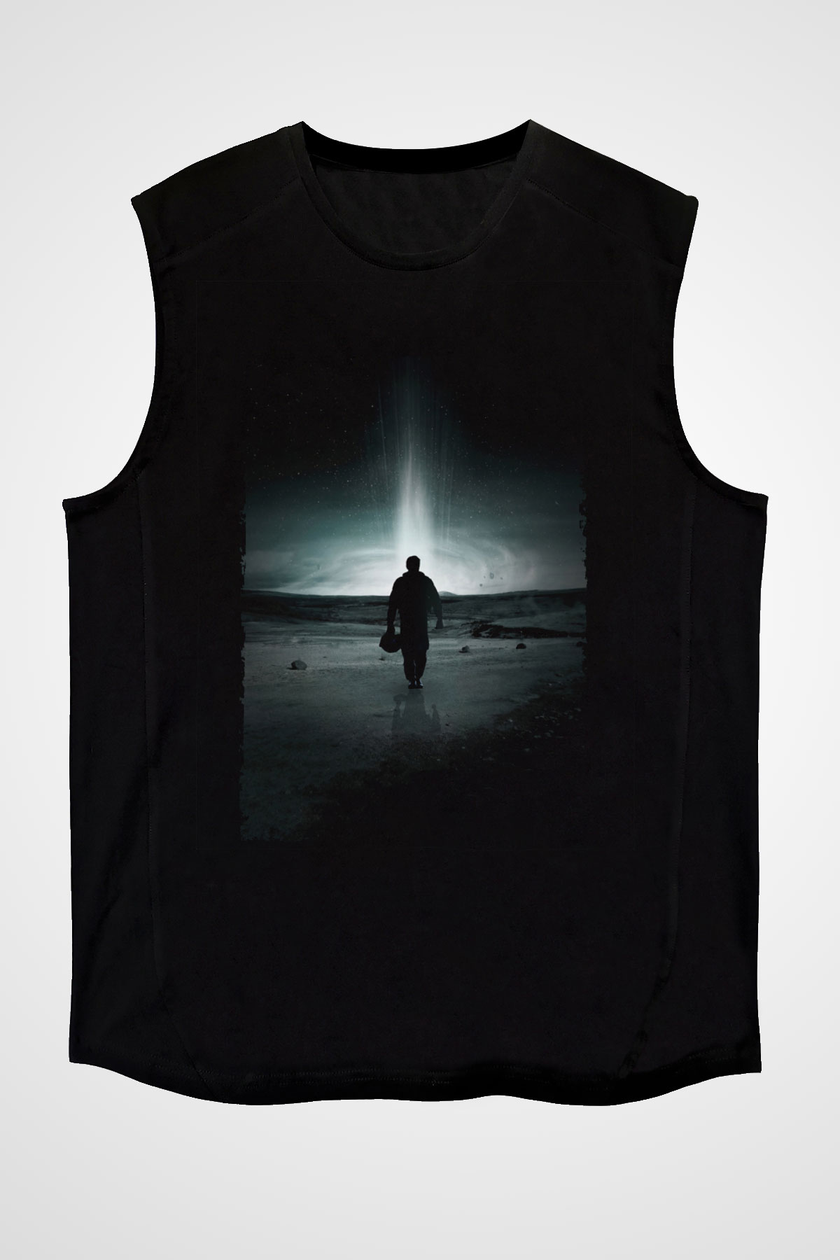Unisex Yıldızlararası (Interstellar) Baskılı Siyah Unisex Kolsuz Tişört