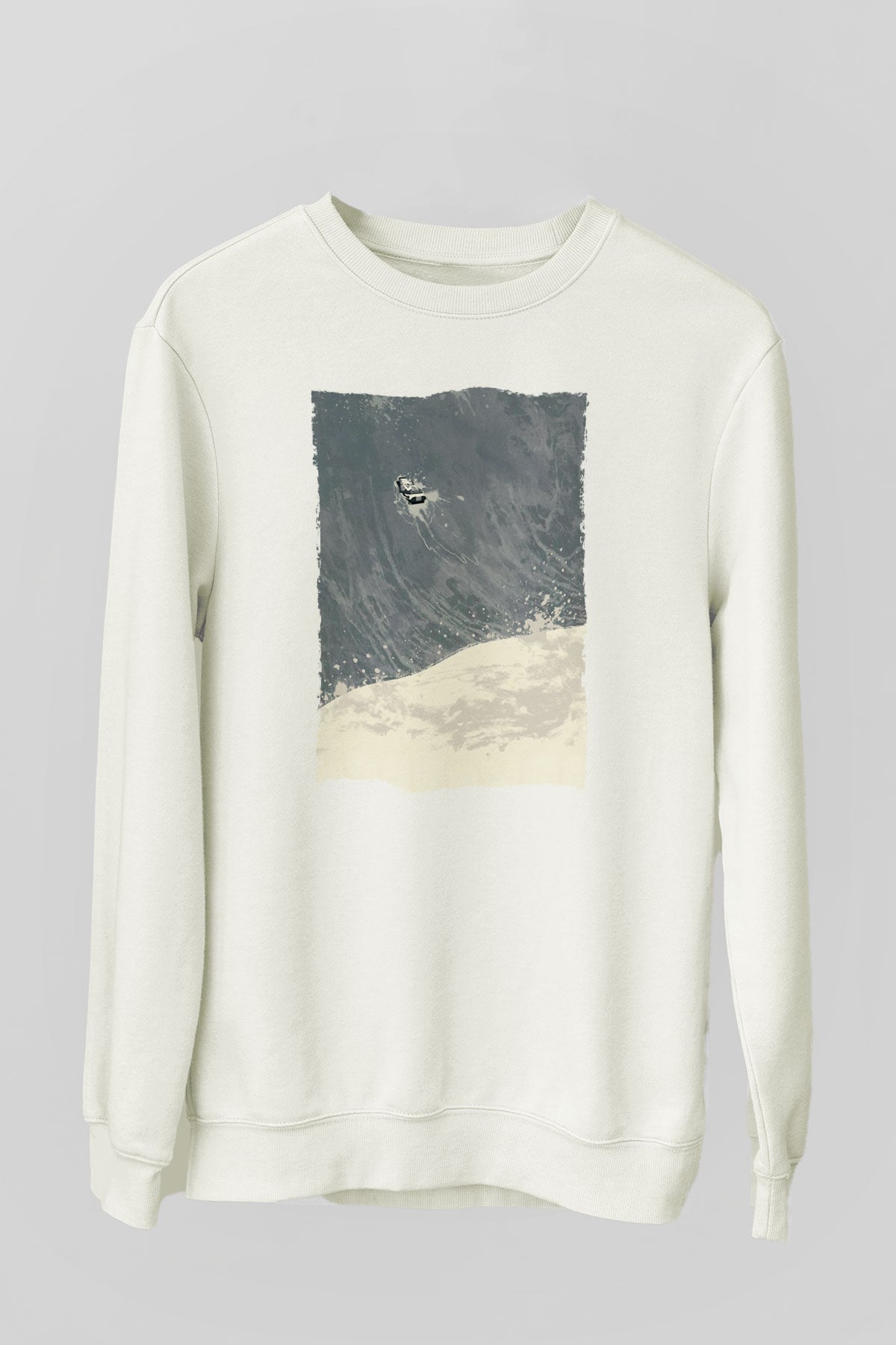 Unisex Yıldızlararası (Interstellar) Baskılı Beyaz Sweatshirt