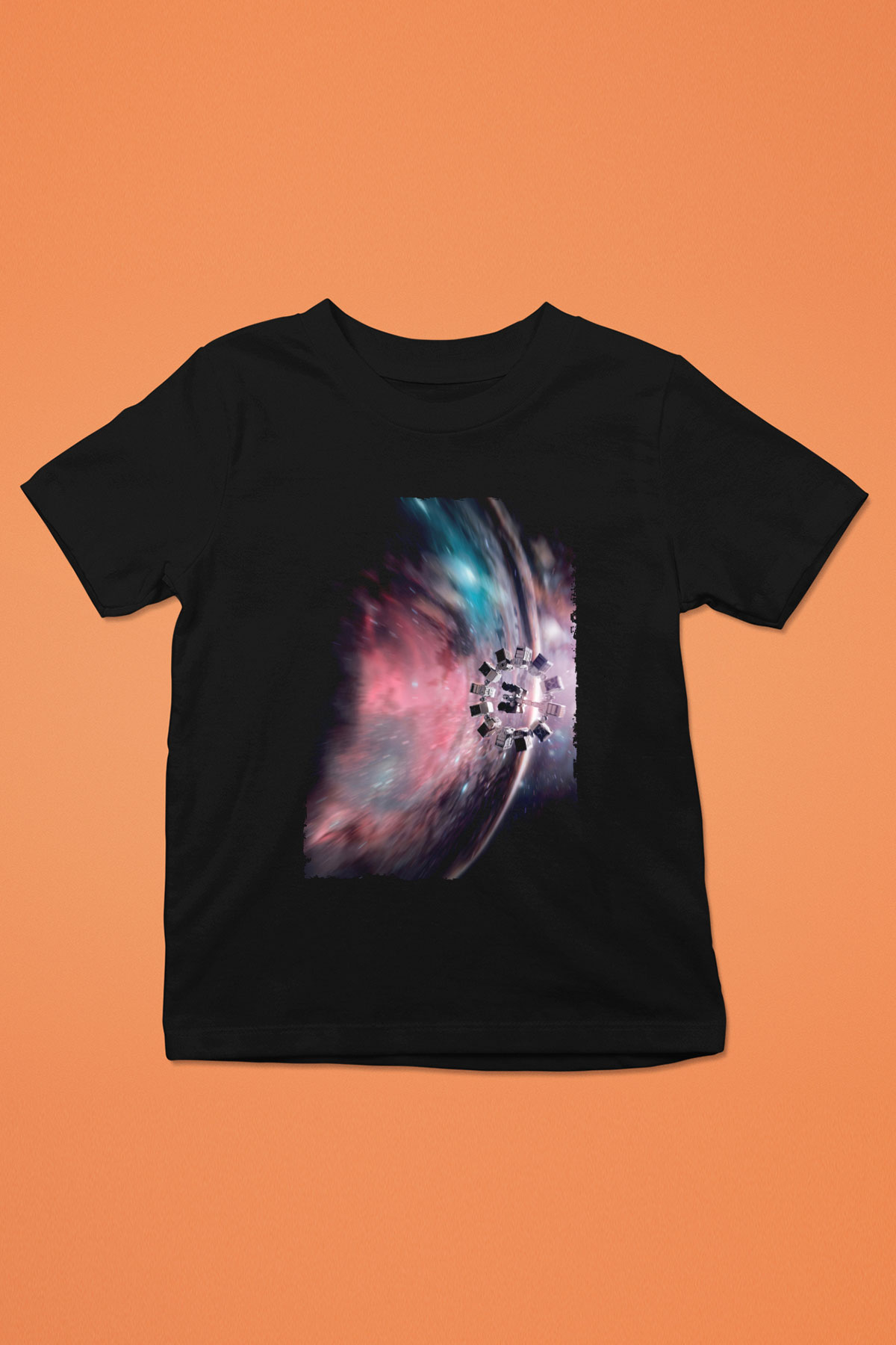 Unisex Yıldızlararası (Interstellar) Baskılı Siyah Çocuk T-Shirt
